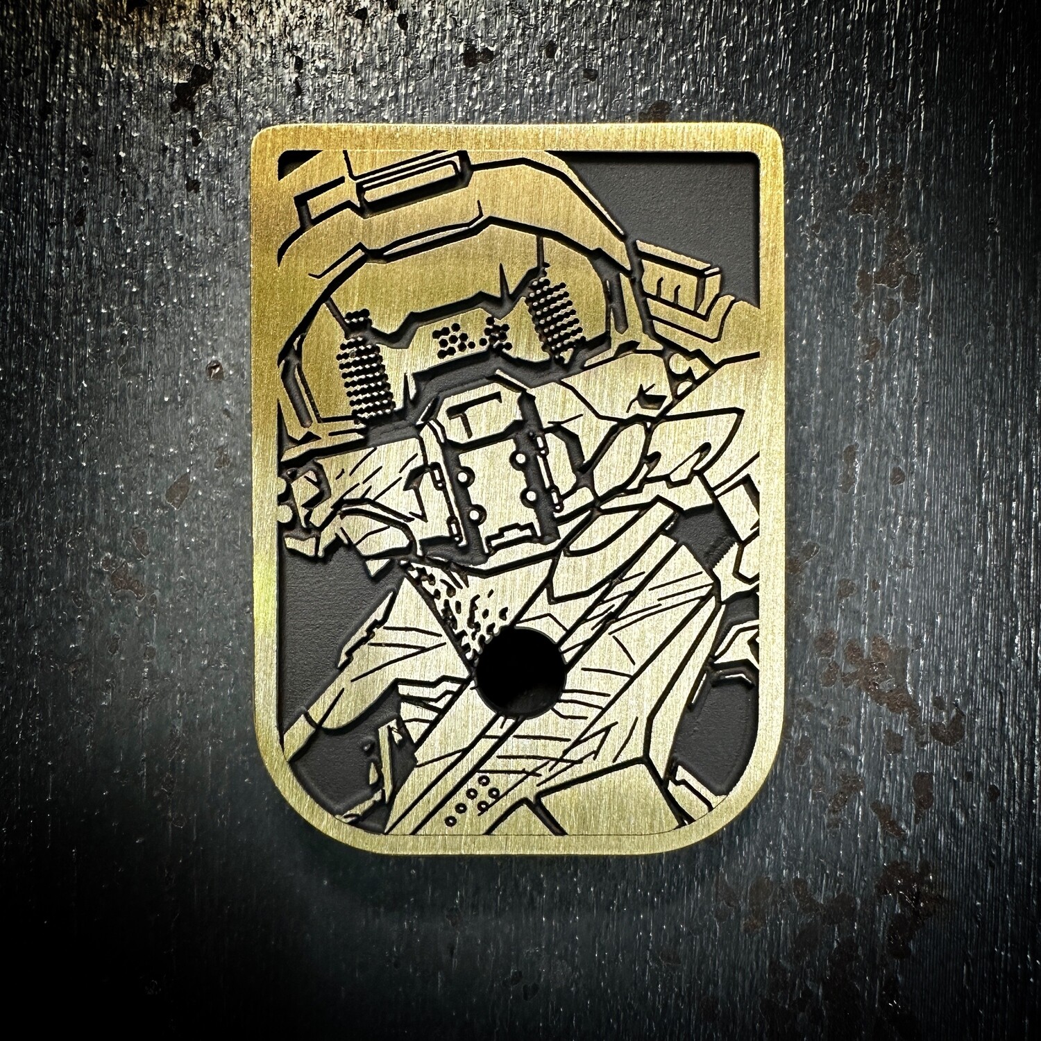 Master Chief Halo Mag 3D - Brass - Cerakoted Deep Engraved Brushed