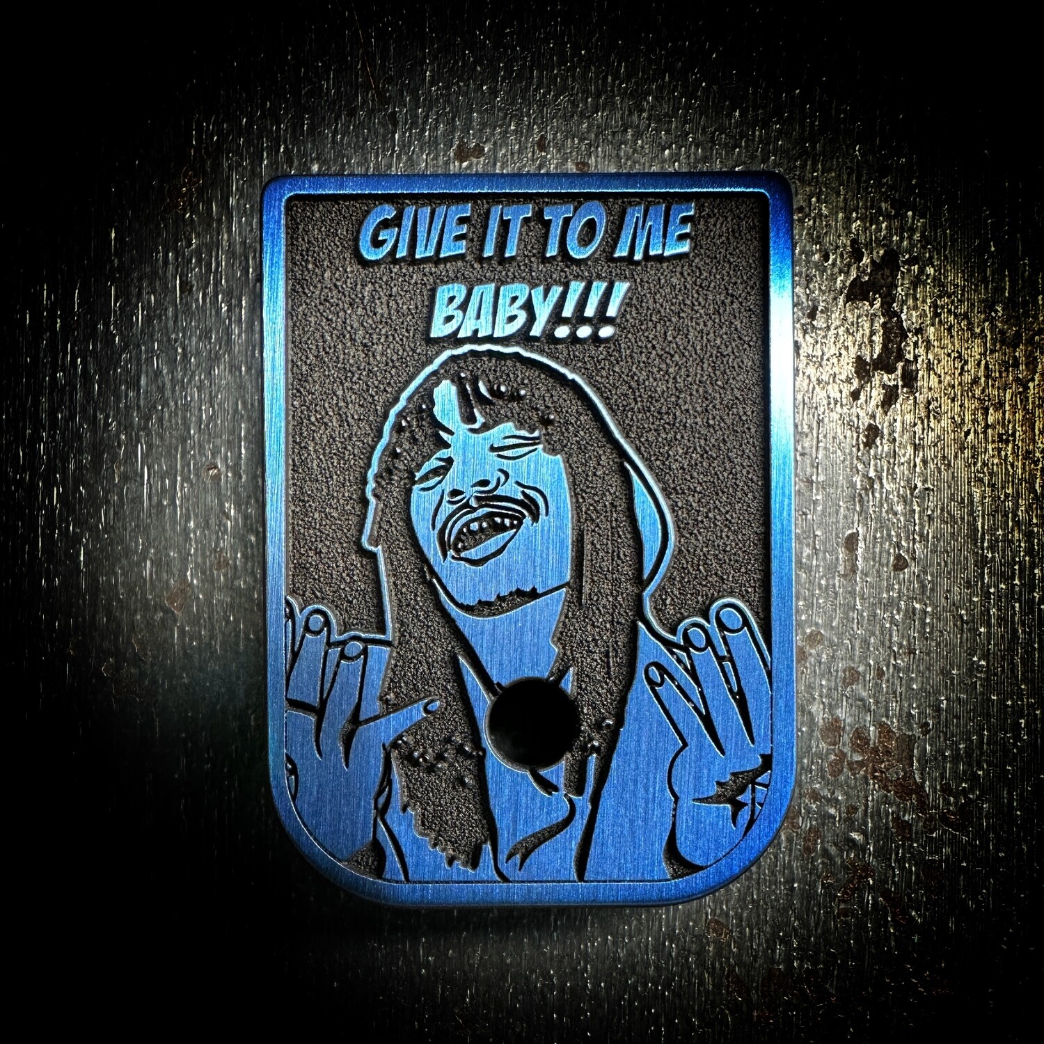 Give It To Me Baby Mag 3D - Titanium - Cerakoted Deep Engraved Blue