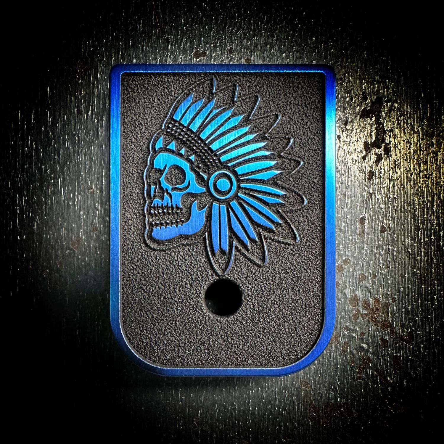 Nicholl Knives Mag 3D - Titanium - Cerakoted Deep Engraved Blue