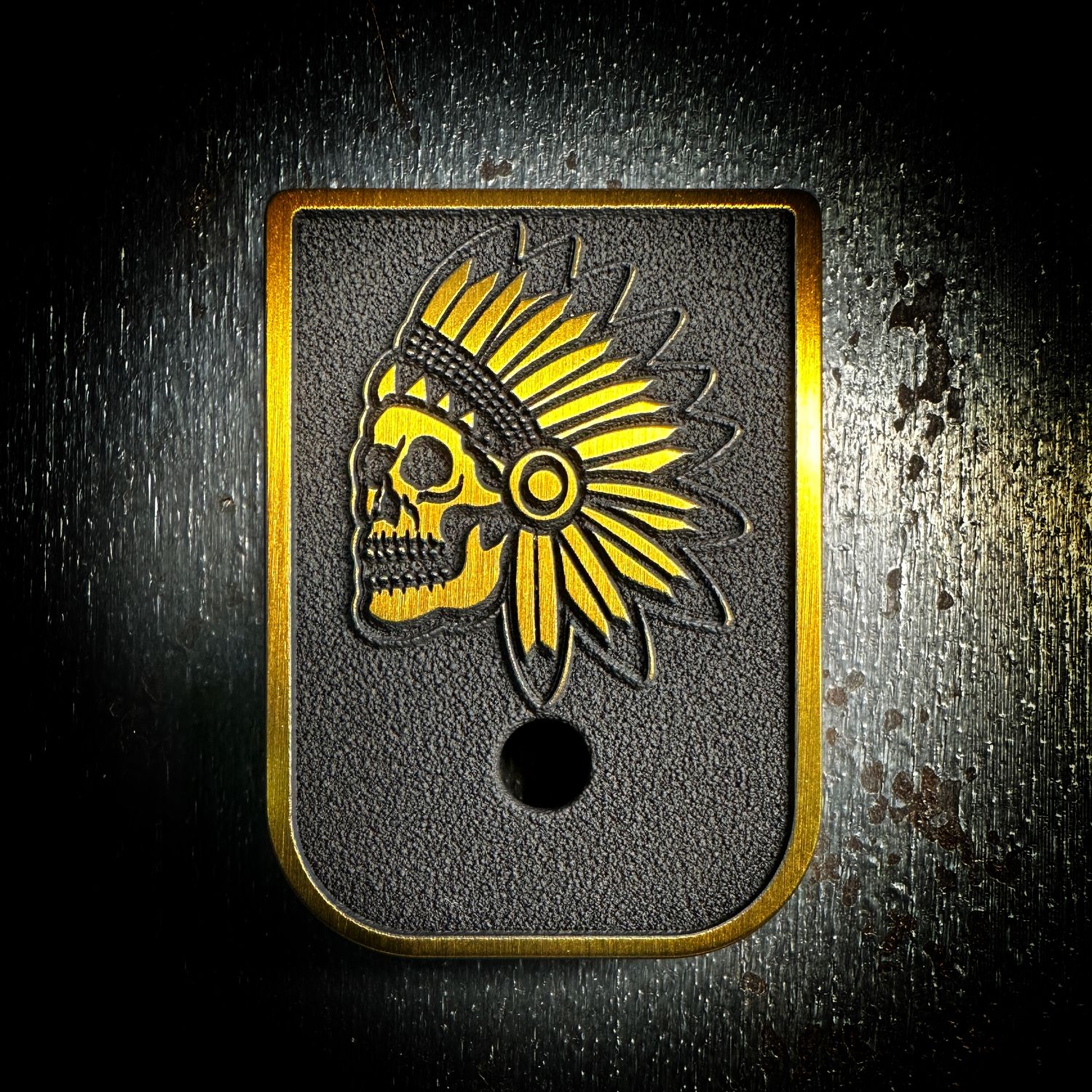 Nicholl Knives Mag 3D - Titanium - Cerakoted Deep Engraved Gold