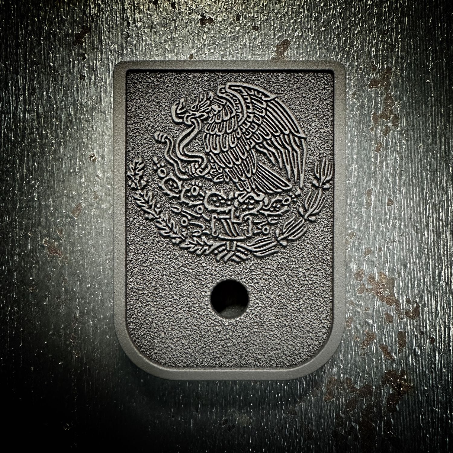 Mexican Eagle Mag 3D - Titanium - Cerakoted Deep Engraved Blackout