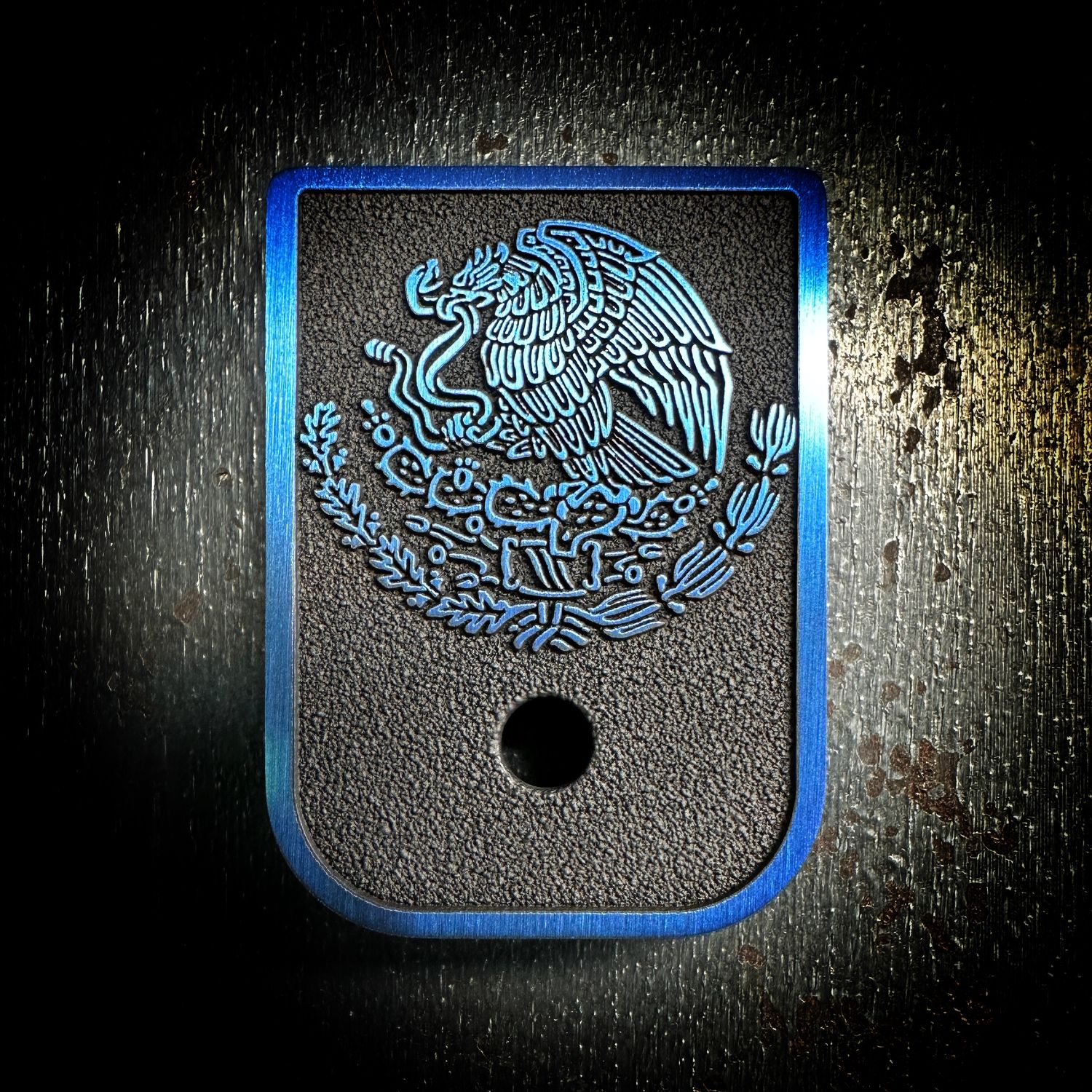 Mexican Eagle Mag 3D - Titanium - Cerakoted Deep Engraved Blue