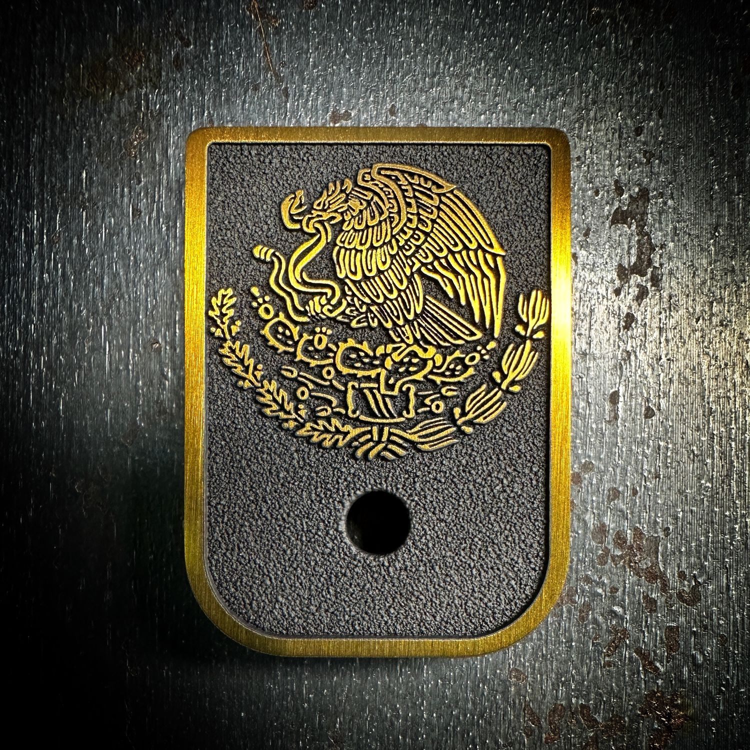 Mexican Eagle 3D - Titanium - Cerakoted Deep Engraved Gold