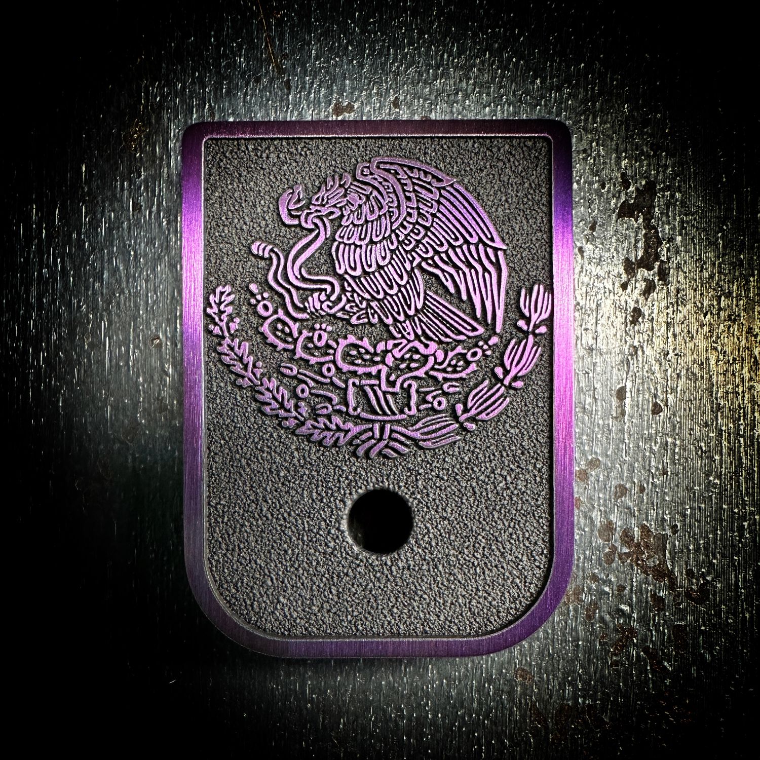 Mexican Eagle Mag 3D - Titanium - Cerakoted Deep Engraved Purple