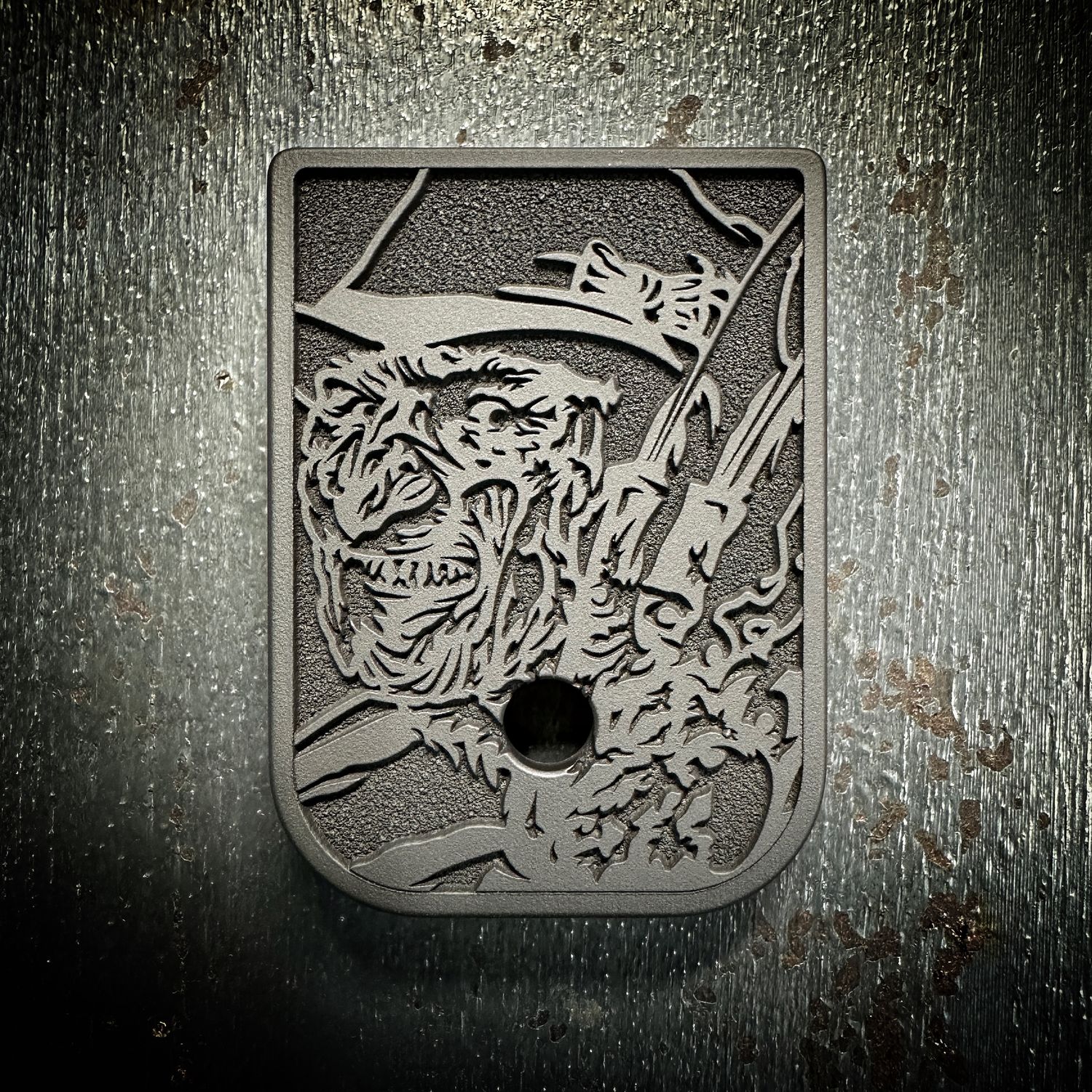 Freddy Mag 3D - Titanium - Cerakoted Deep Engraved Blackout