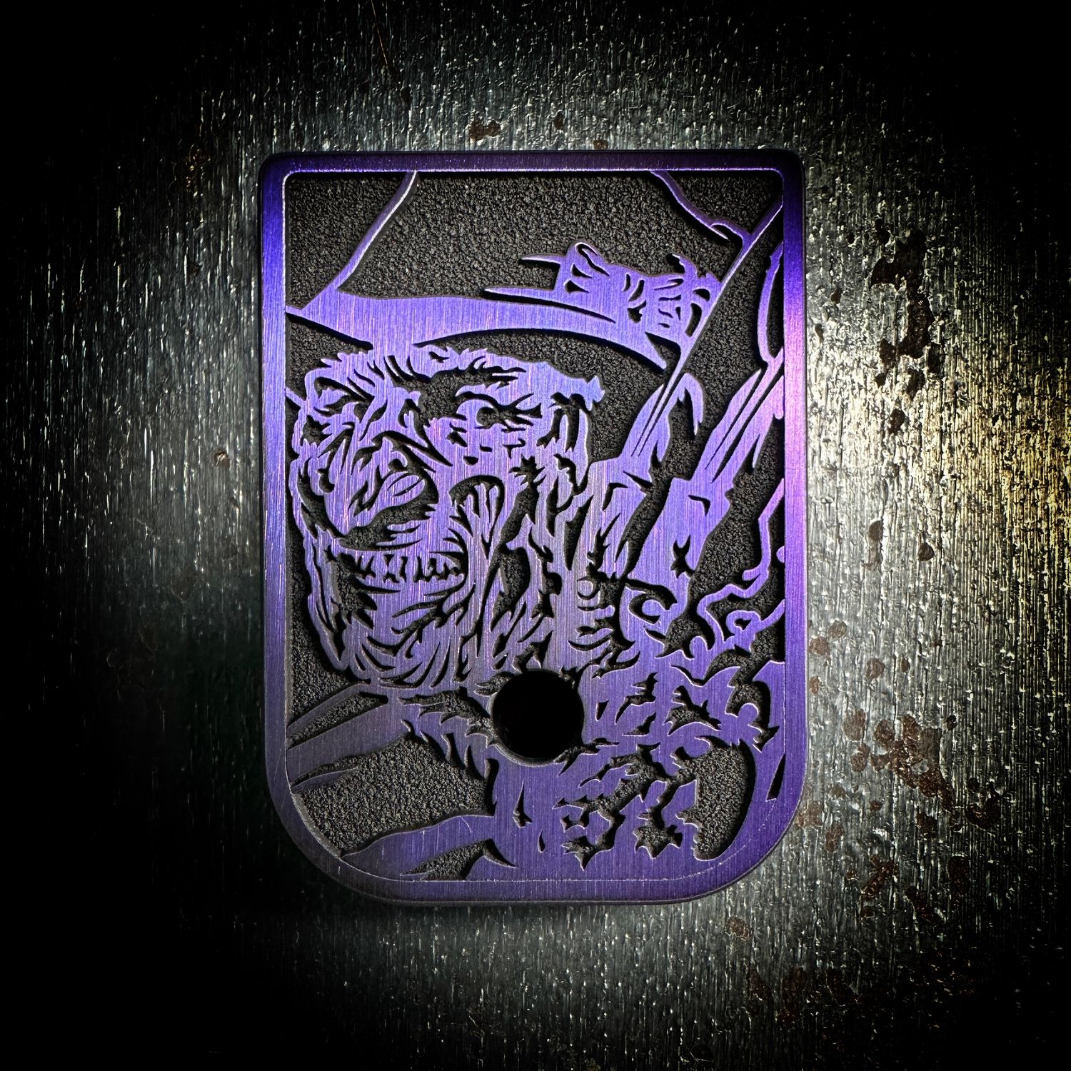Freddy Mag 3D - Titanium - Cerakoted Deep Engraved Purple