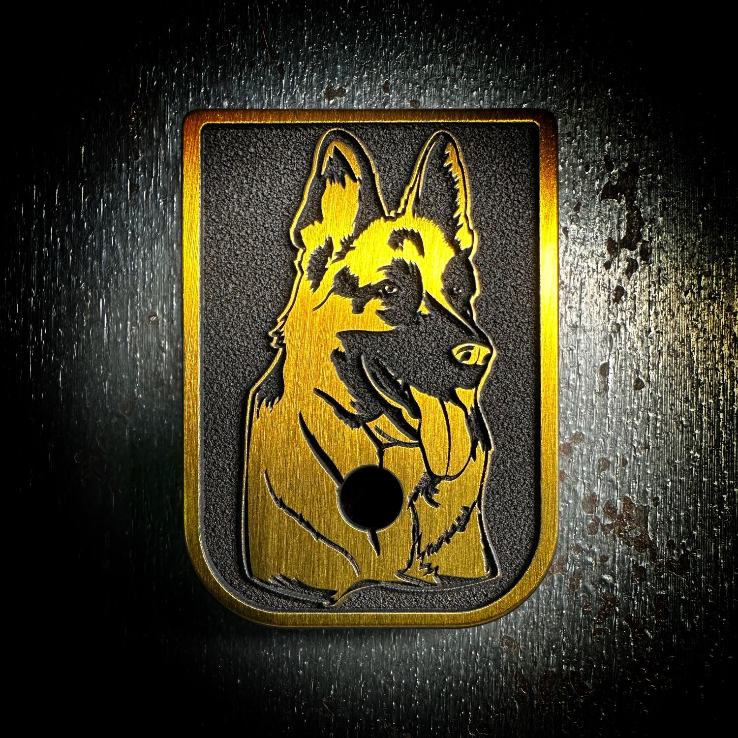 German Shepherd Mag 3D - Titanium - Cerakoted Deep Engraved Gold