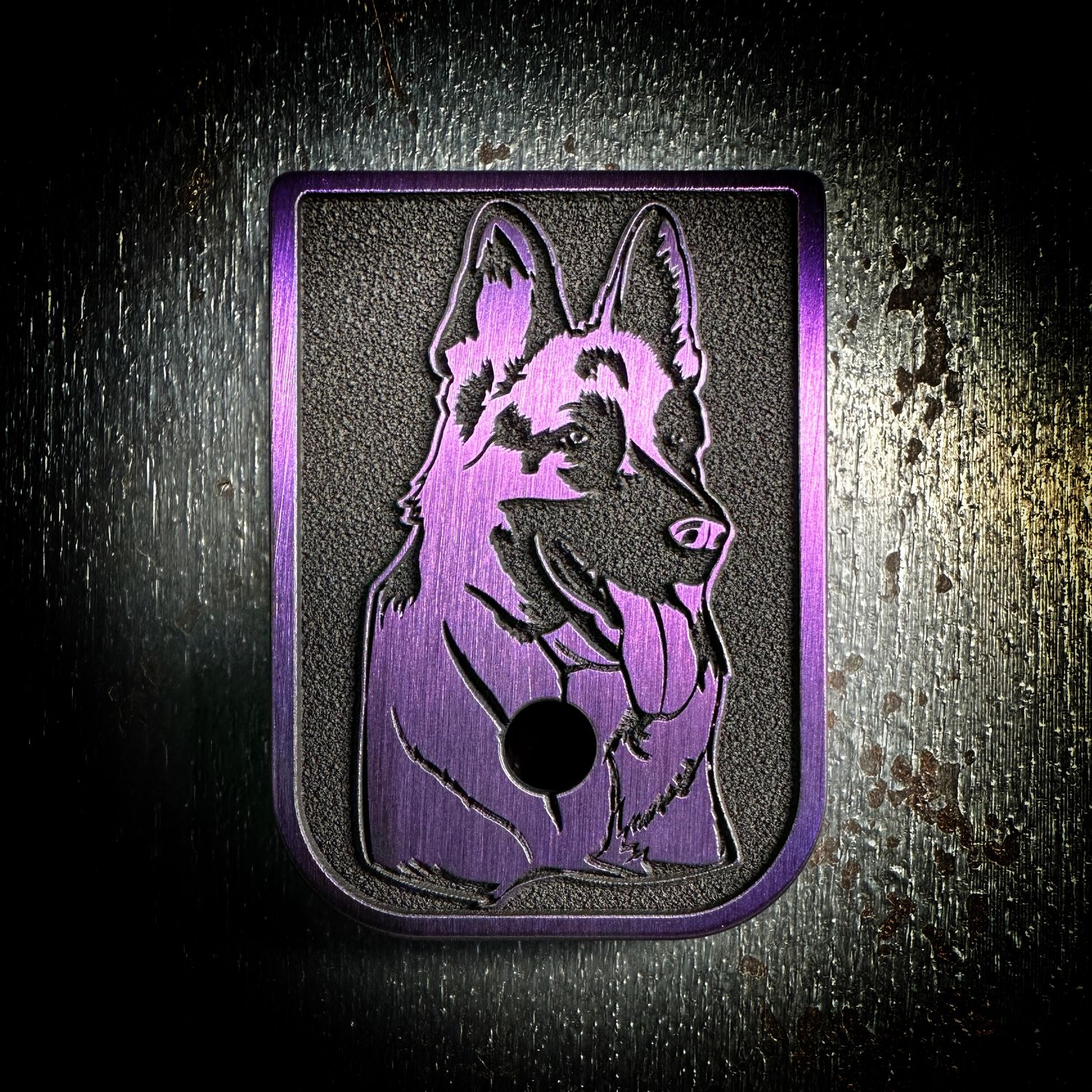 German Shepherd Mag 3D - Titanium - Cerakoted Deep Engraved Purple