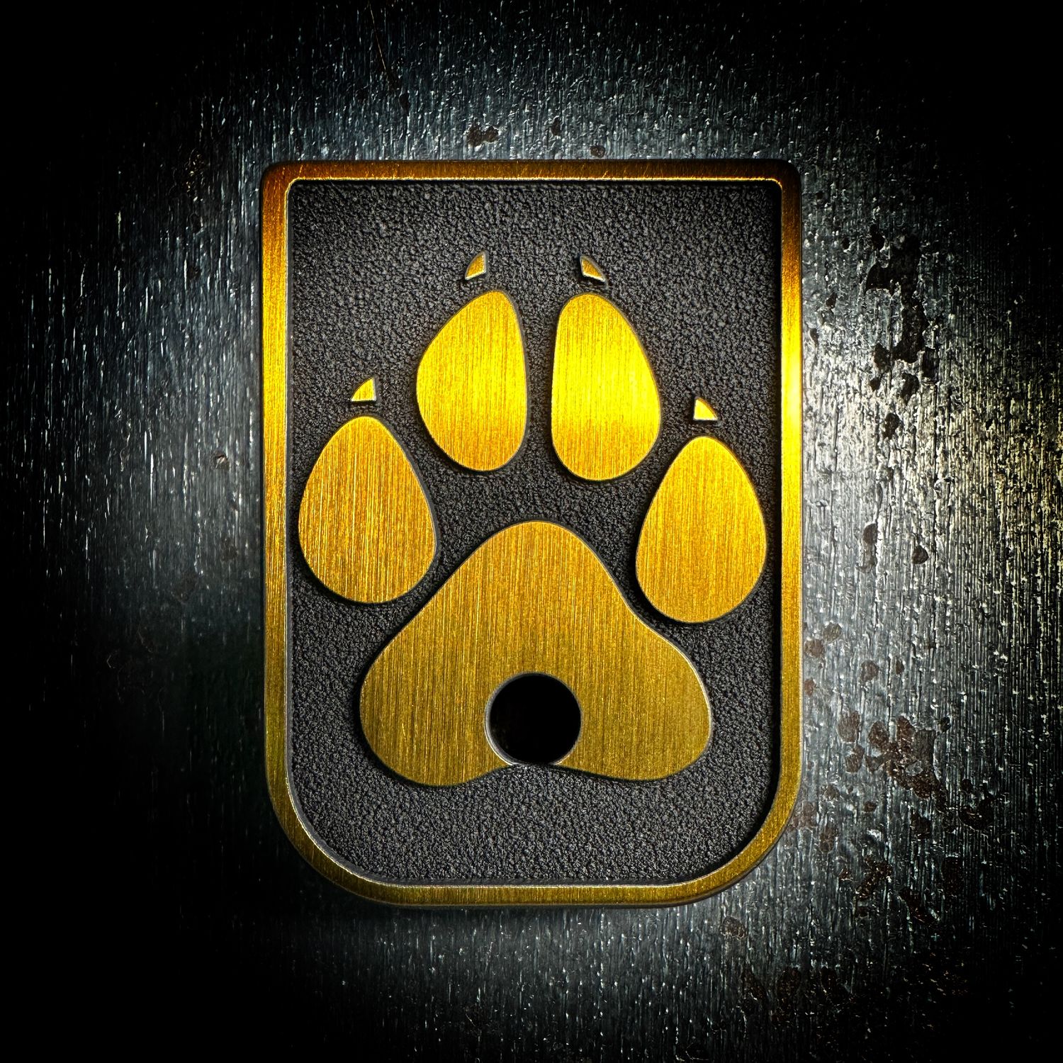 Dog Paw Mag 3D - Titanium - Cerakoted Deep Engraved Gold