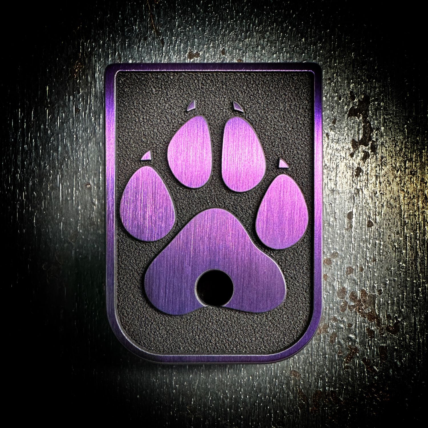 Dog Paw Mag 3D - Titanium - Cerakoted Deep Engraved Purple