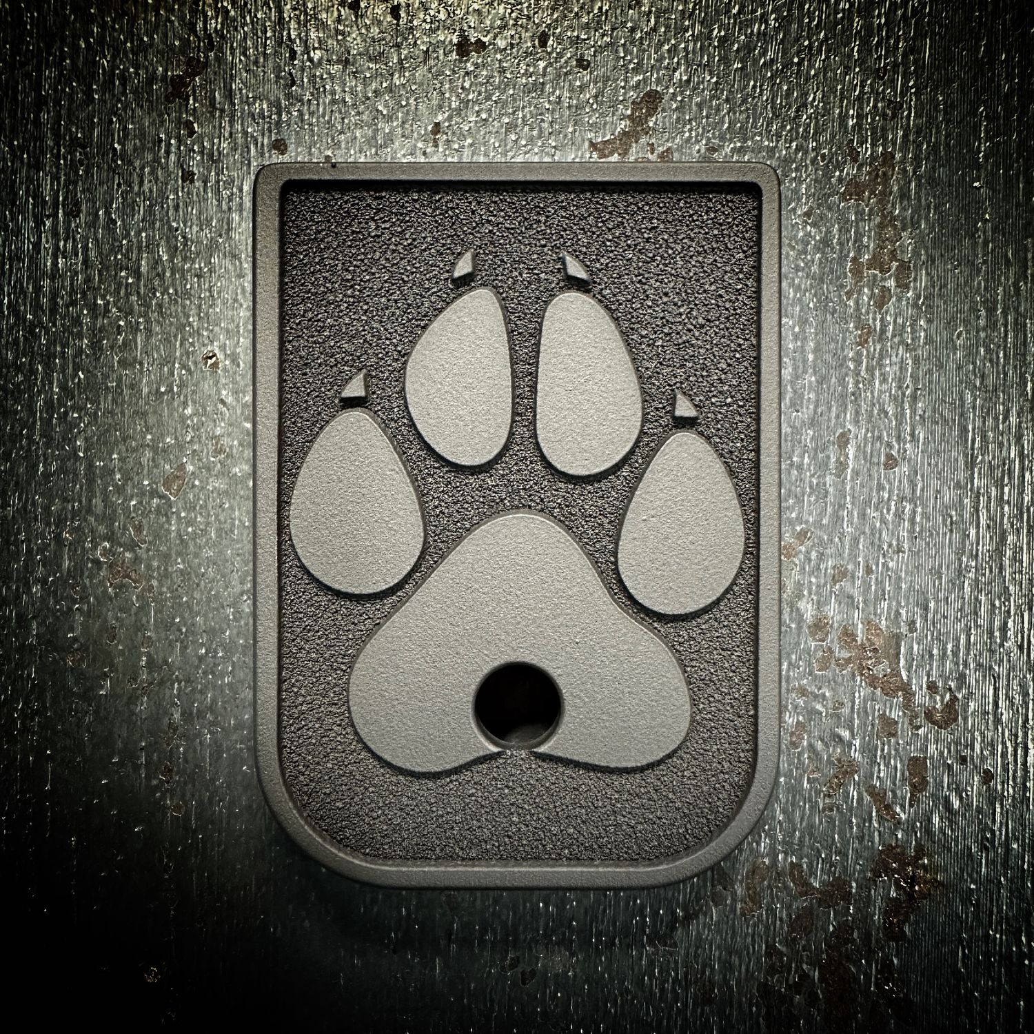 Dog Paw Mag 3D - Titanium - Cerakoted Deep Engraved Blackout