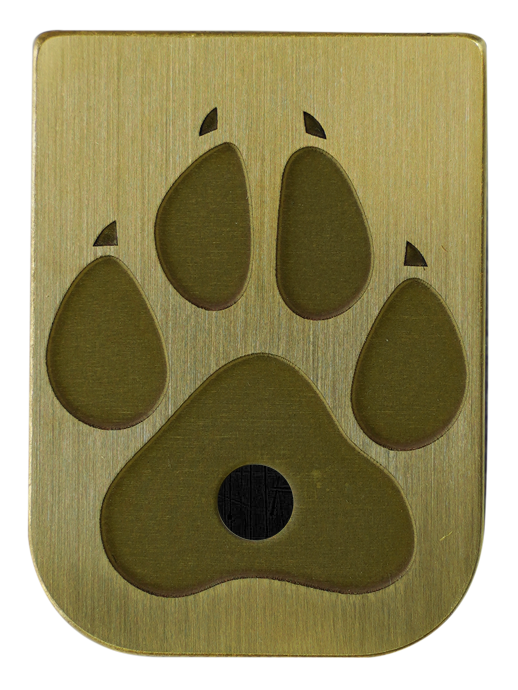 Dog Paw Mag - Brass - Deep Engraved Brushed