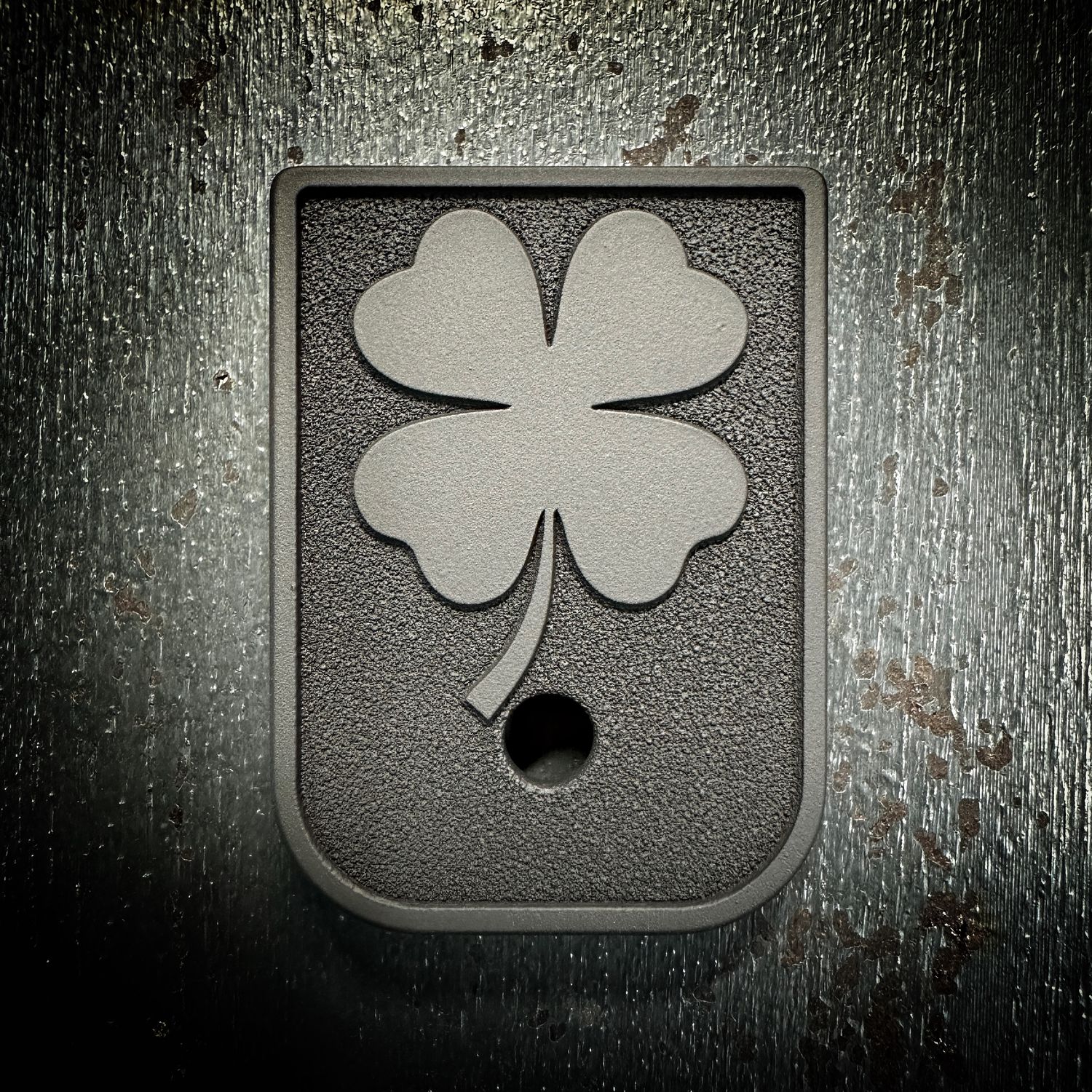 4 Leaf Clover Mag 3D - Titanium - Cerakoted Deep Engraved Blackout
