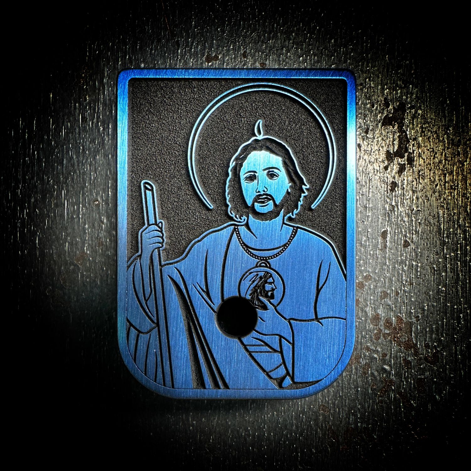 St. Jude Mag 3D - Titanium - Cerakoted Deep Engraved Blue