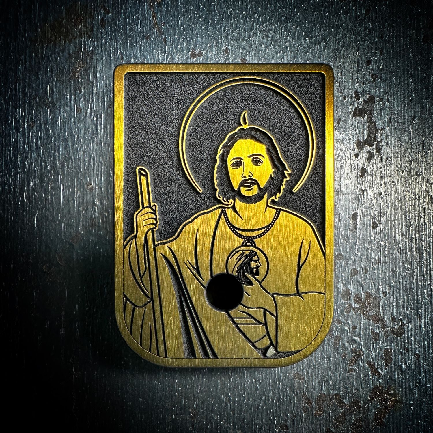 St. Jude Mag 3D - Titanium - Cerakoted Deep Engraved Gold