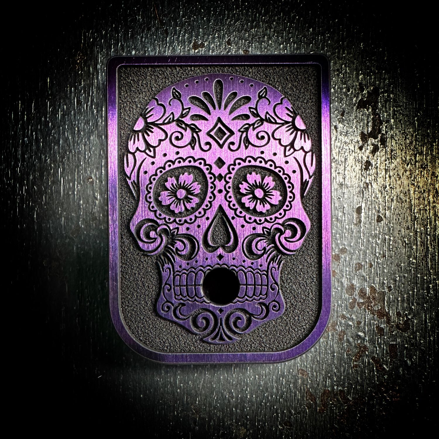 Sugar Skull Mag 3D - Titanium - Cerakoted Deep Engraved Purple