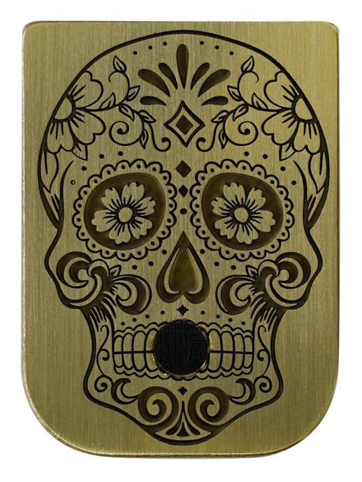 Sugar Skull Mag - Brass - Deep Engraved Brushed