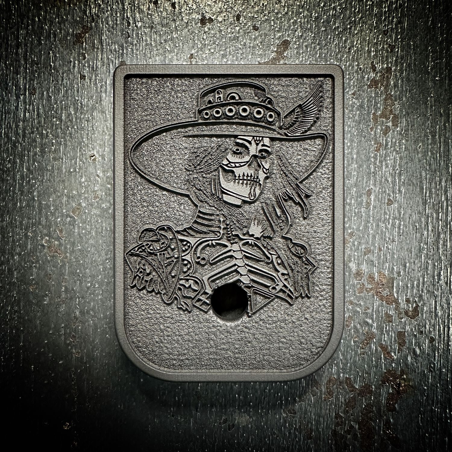Day of the Dead Woman Mag 3D - Titanium - Cerakoted Deep Engraved Blackout