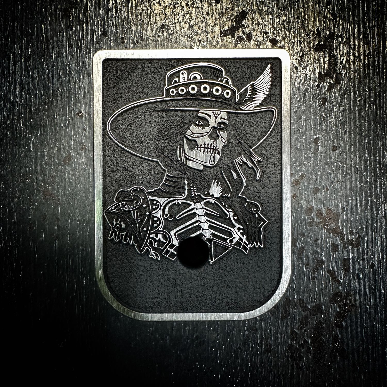 Day of the Dead Woman Mag 3D - Titanium - Cerakoted Deep Engraved Brushed