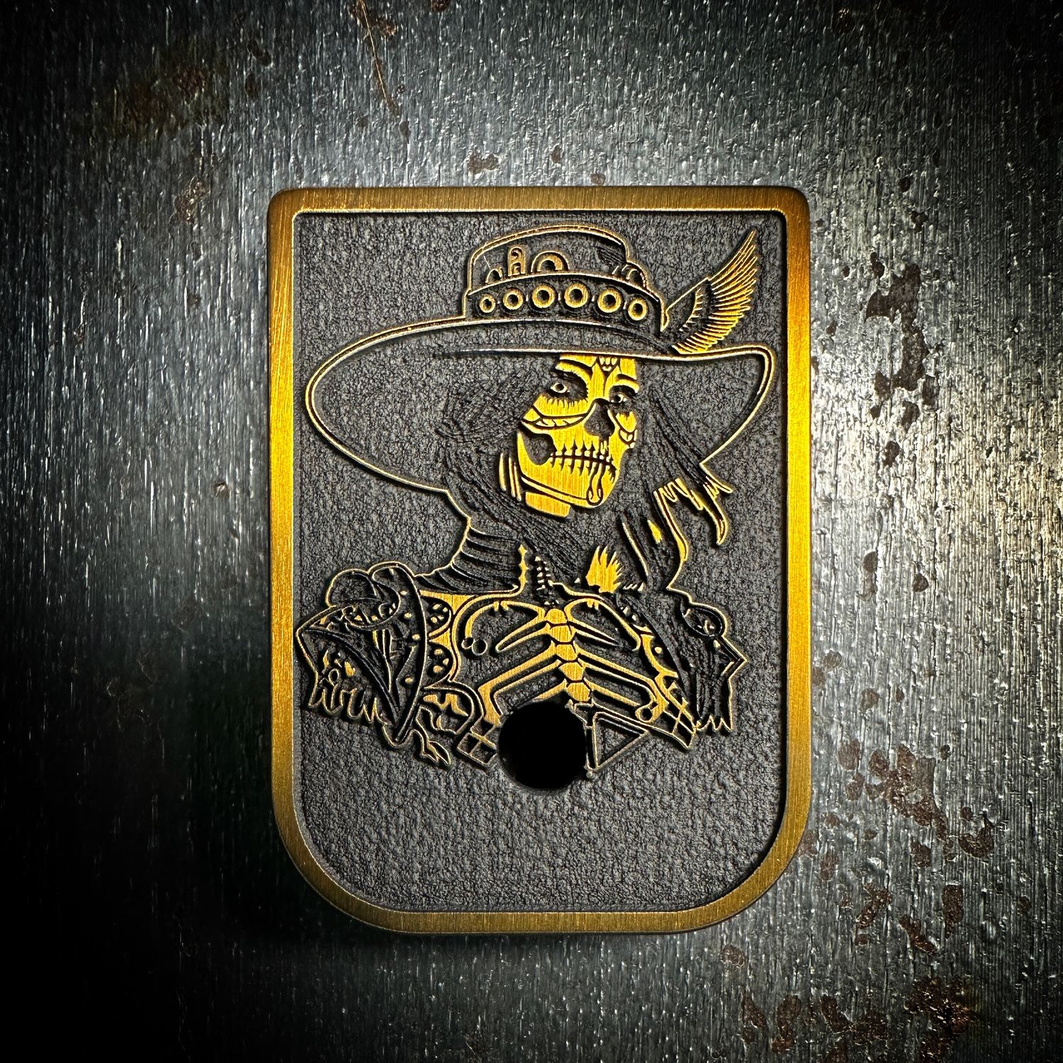 Day of the Dead Woman Mag 3D - Titanium - Cerakoted Deep Engraved Gold