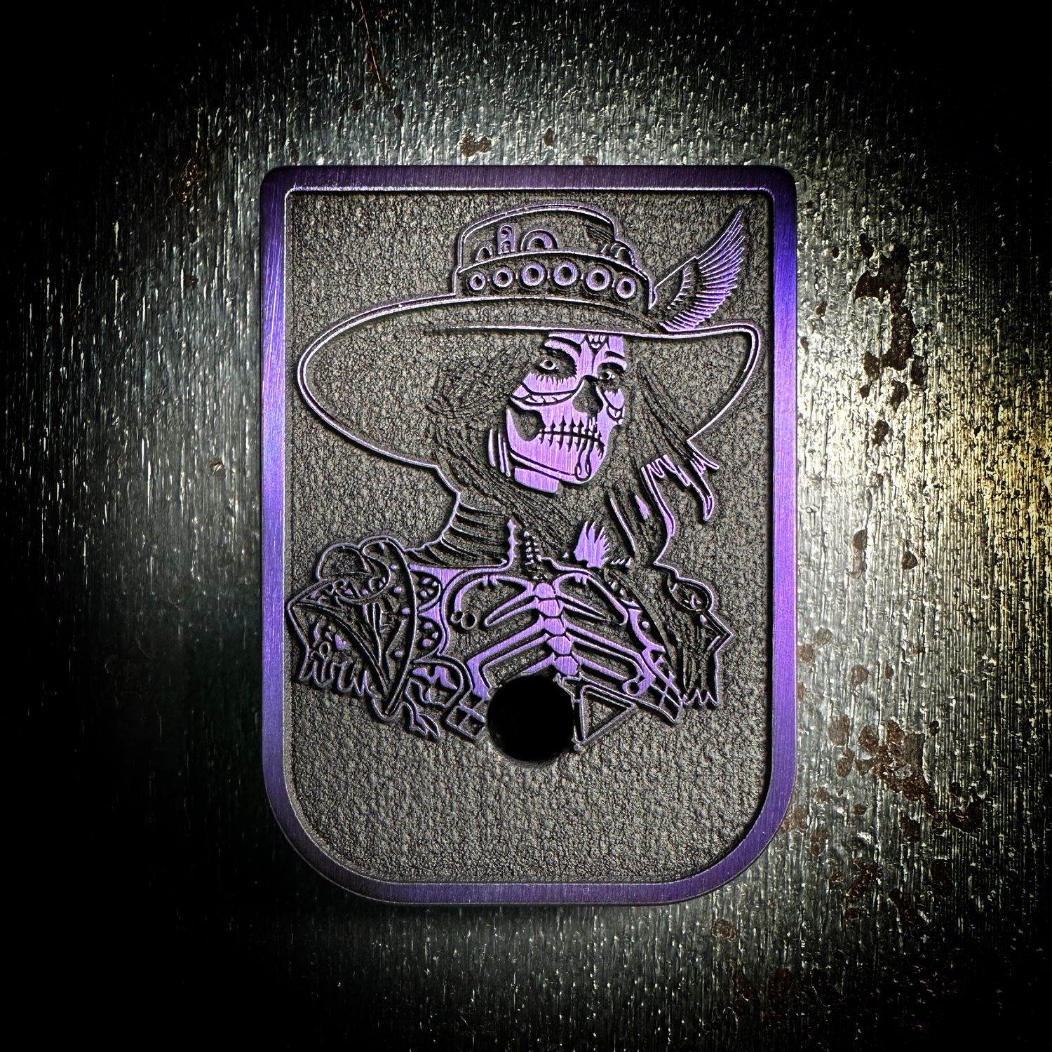 Day of the Dead Woman Mag 3D - Titanium - Cerakoted Deep Engraved Purple