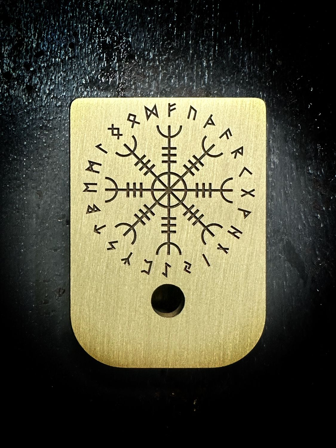 Helm of Awe Mag - Brass - Deep Engraved Brushed