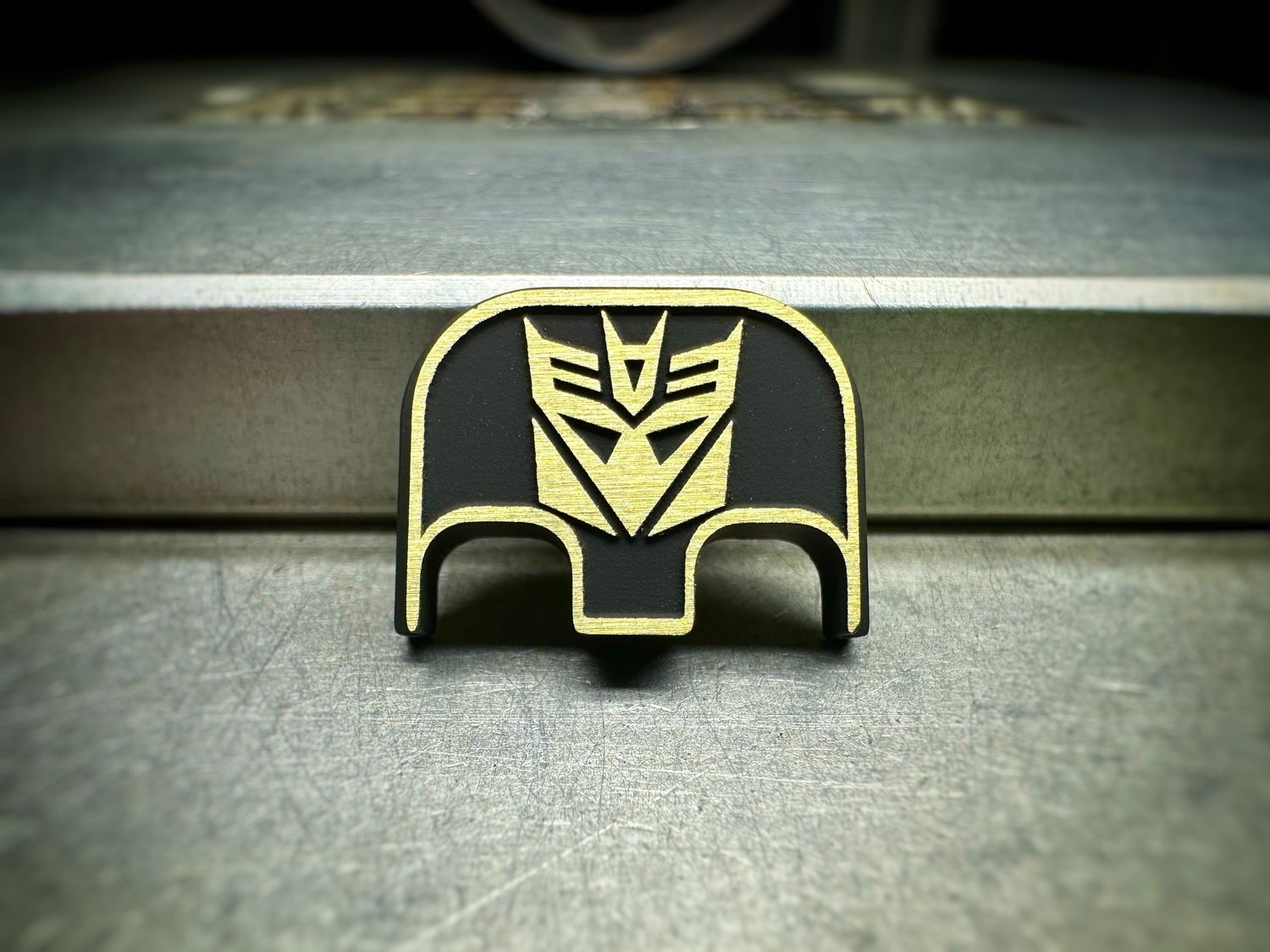 Decepticon 3D - Brass - Cerakoted Deep Engraved Brushed