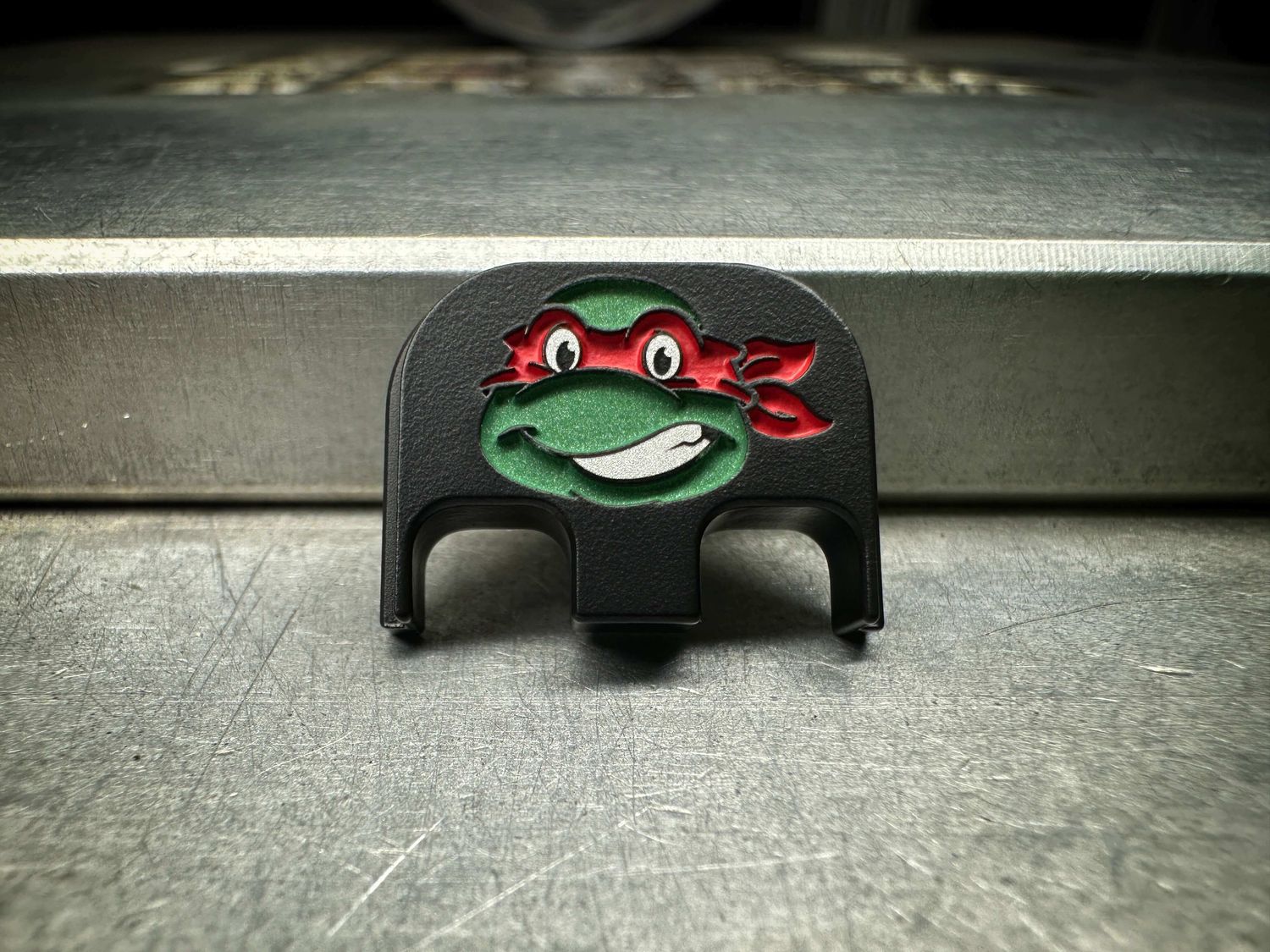 Red Turtle - Titanium - Deep Engraved Full Color