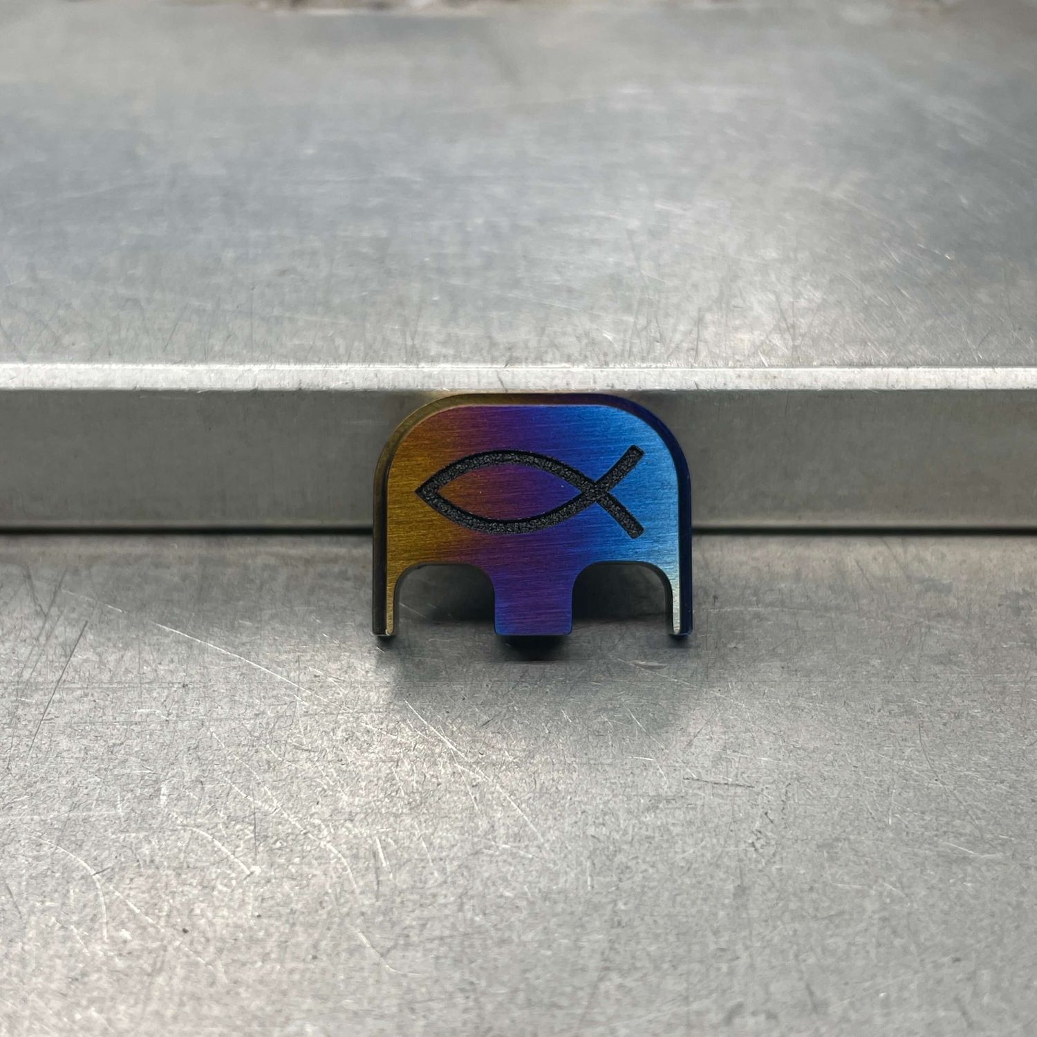 BLEM - Christian Fish - Titanium Flame Anodized