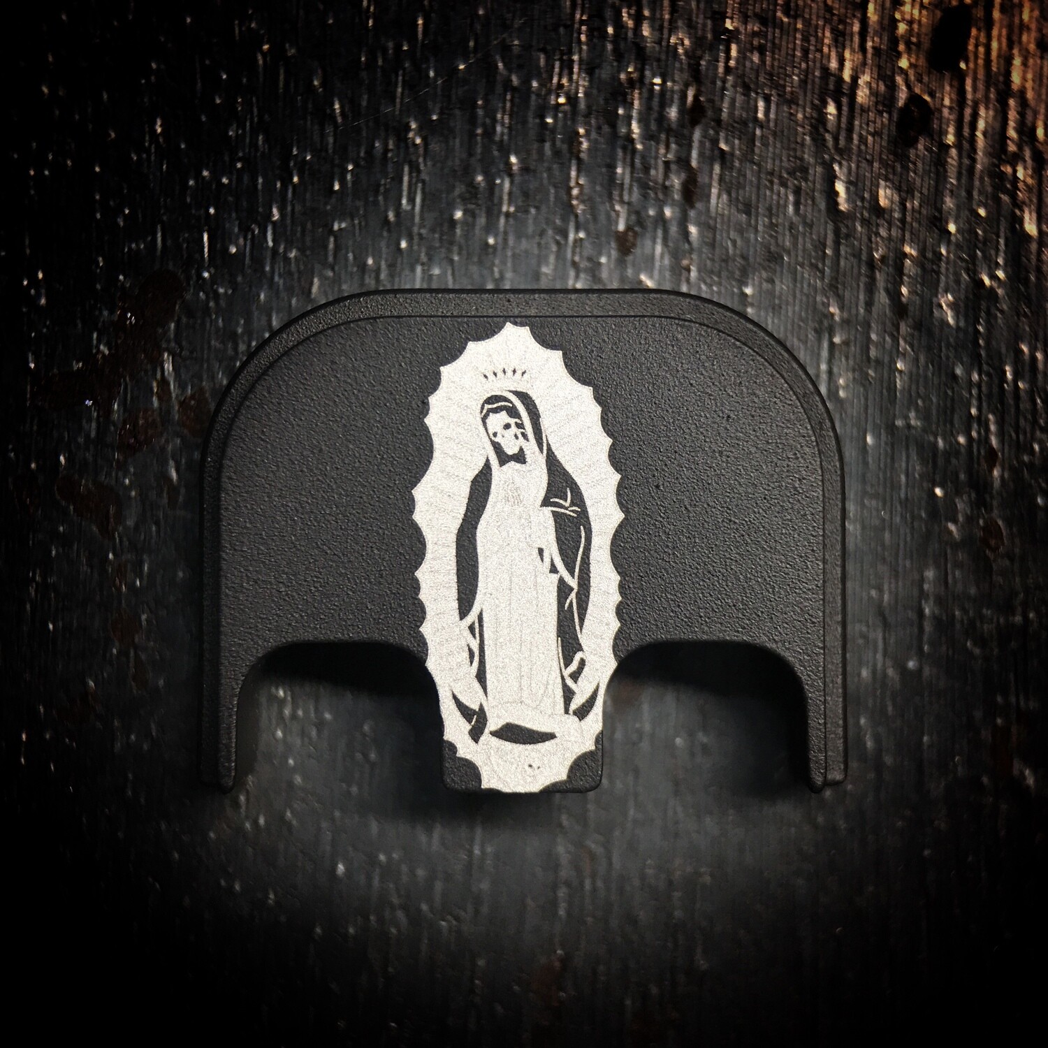 Santa Muerte Virgin Mary - Stainless Steel - Black - Standard Size Only