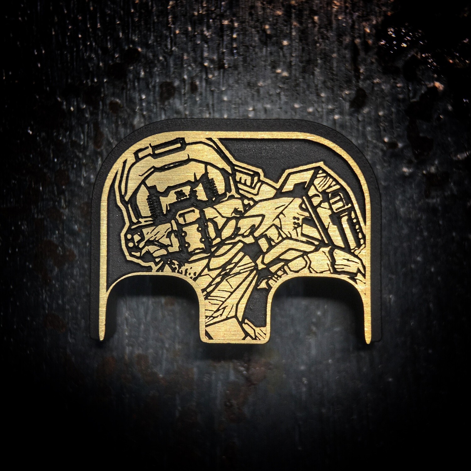 Master Chief Halo 3D - Brass - Cerakoted Deep Engraved Brushed