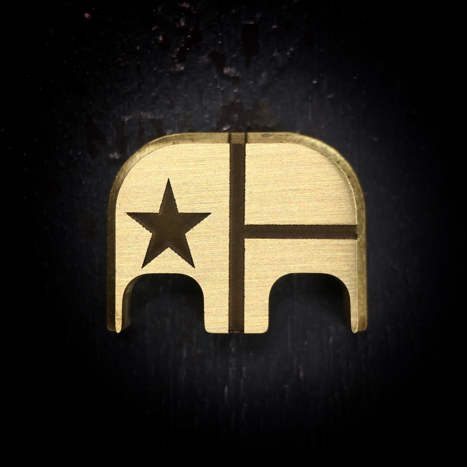 Texas Flag - Brass - Deep Engraved Brushed