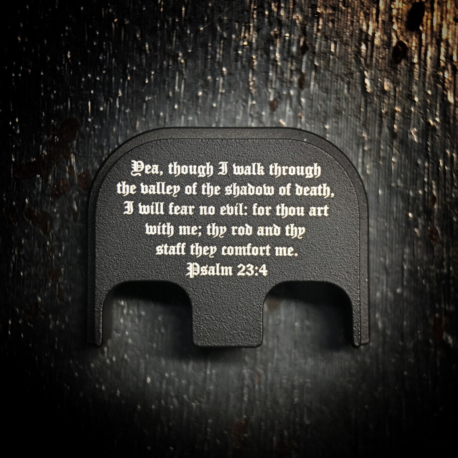 Psalm 23:4 - Stainless Steel - Black - Standard Size Only