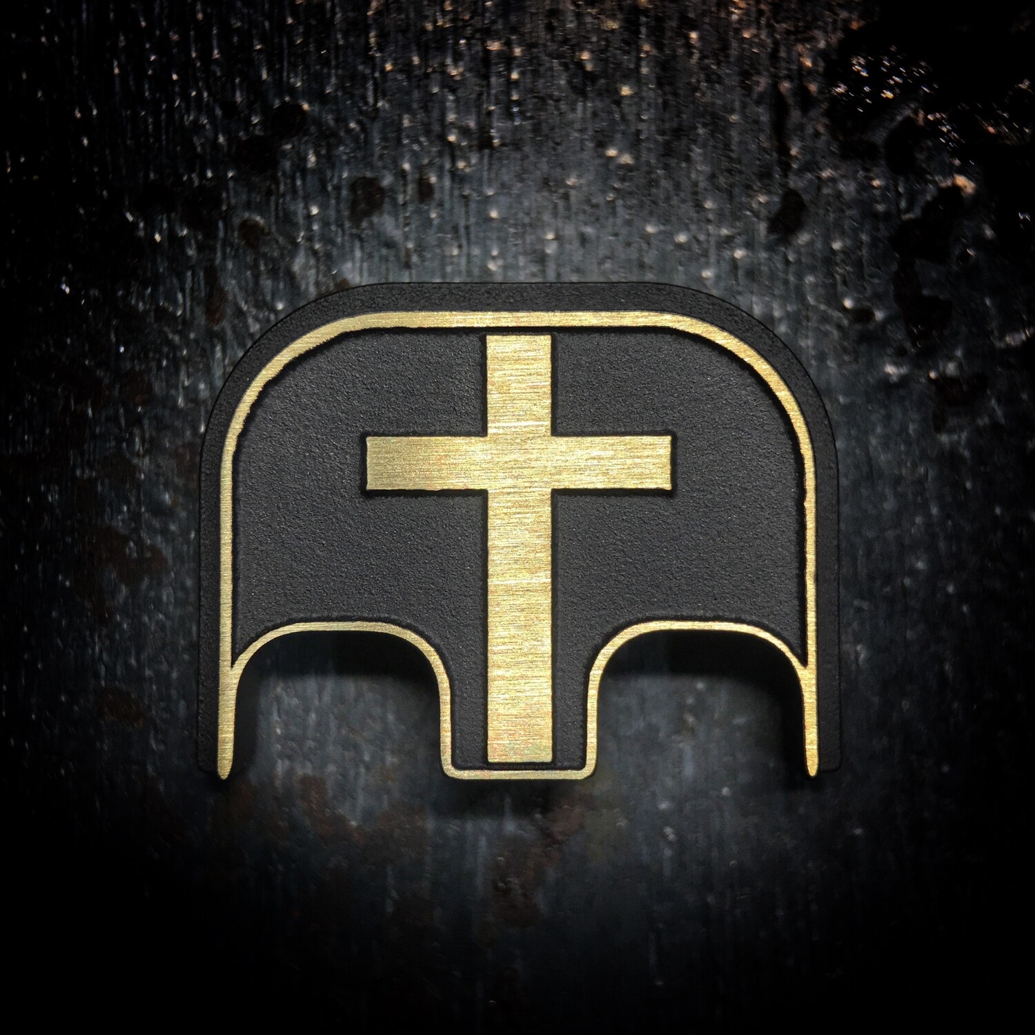 Cross 3D - Brass - Cerakoted Deep Engraved Brushed