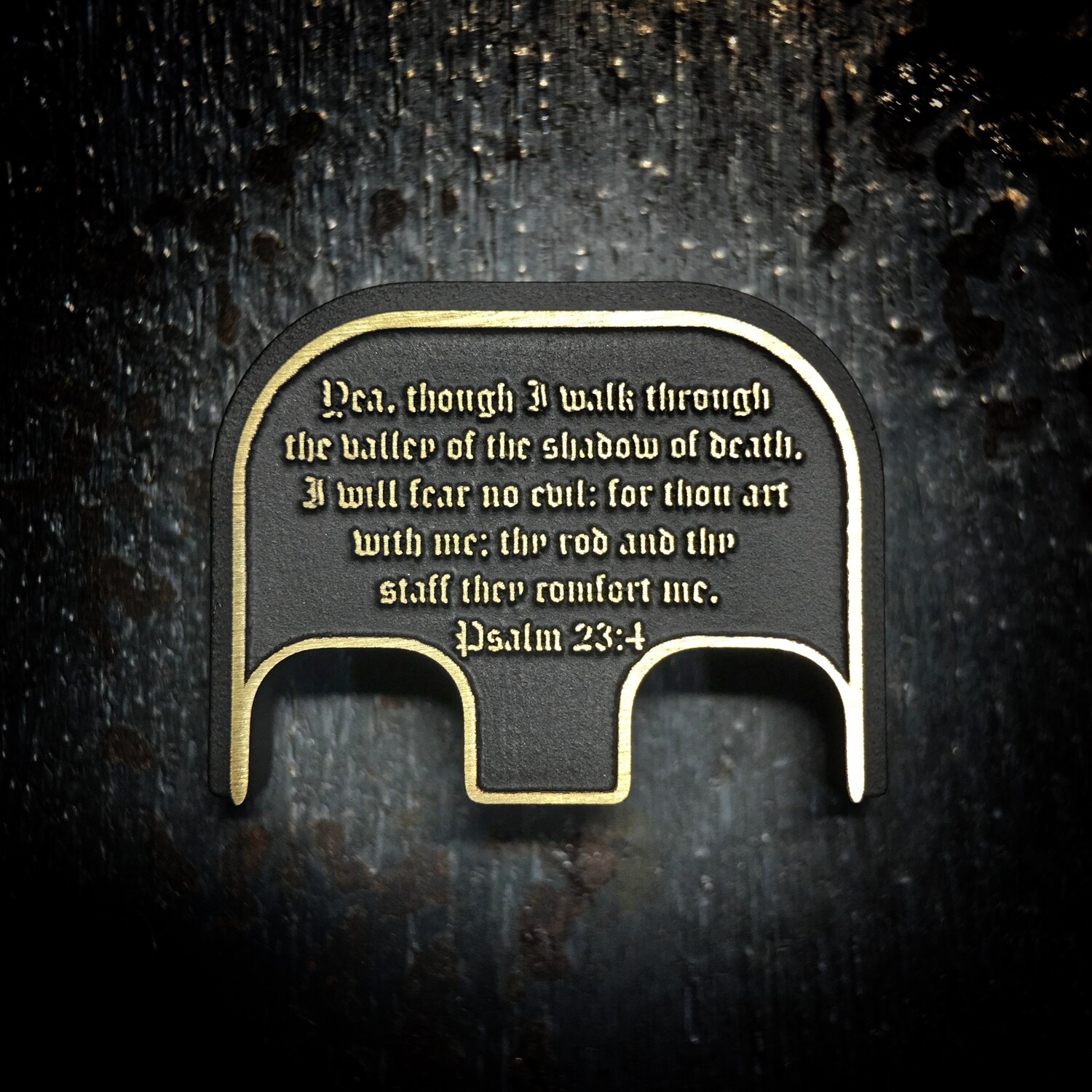 Psalm 23:4 3D - Brass - Cerakoted Deep Engraved Brushed