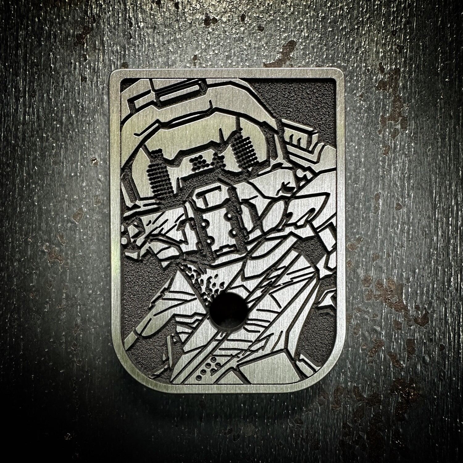 Master Chief Halo Mag 3D - Titanium - Cerakoted Deep Engraved Brushed