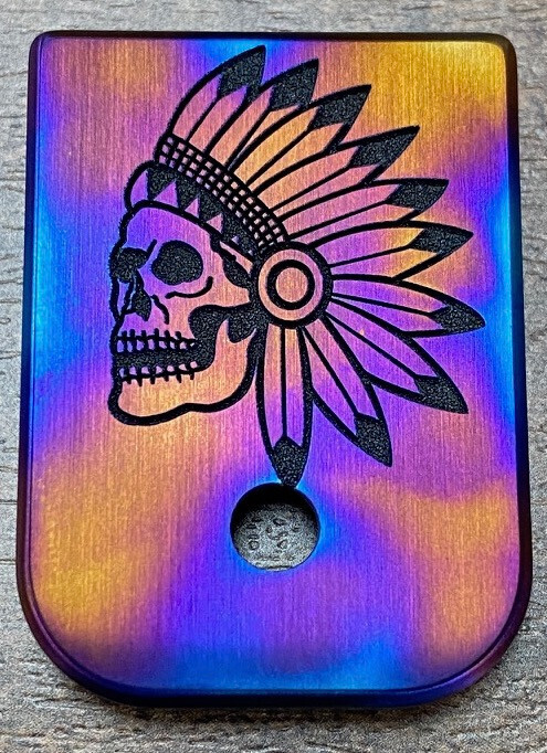 Nicholl Knives Mag - Titanium - Deep Engraved Flame Anodized