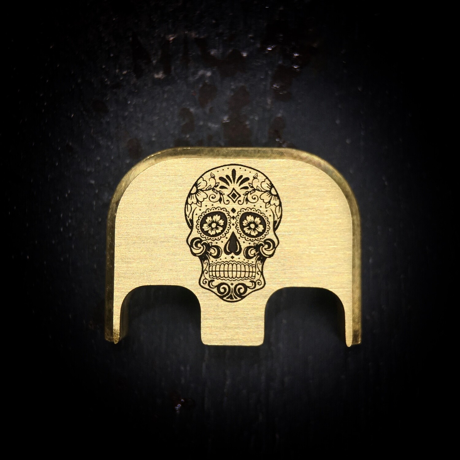 Sugar Skull - Brass - Deep Engraved Brushed