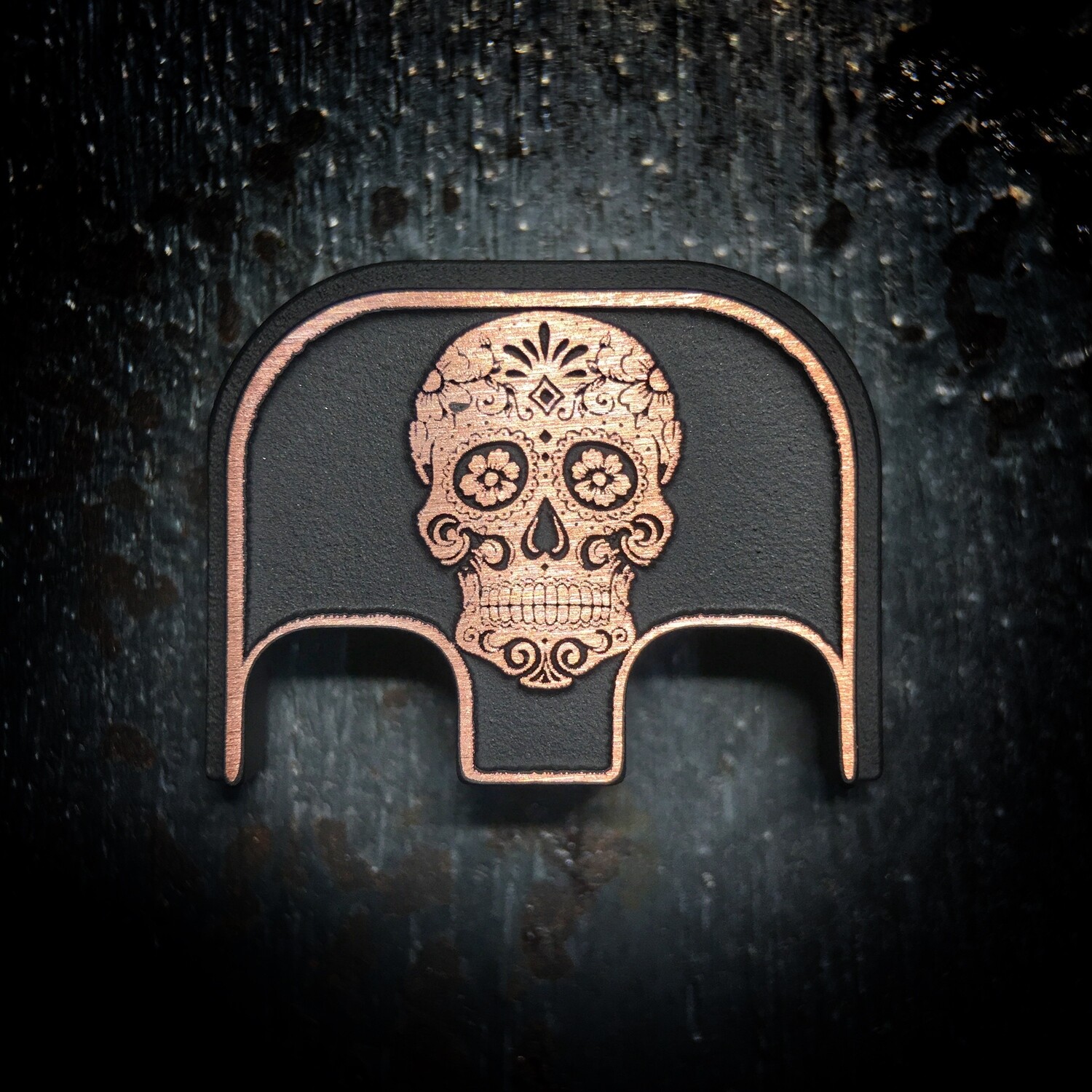 Sugar Skull 3D - Copper - Cerakoted Deep Engraved Brushed