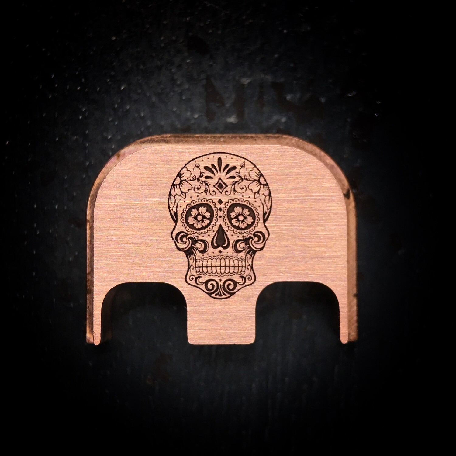 Sugar Skull - Copper - Deep Engraved Brushed