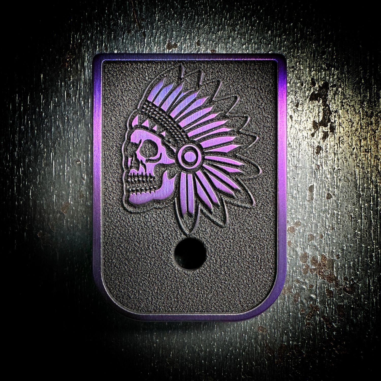 Nicholl Knives Mag 3D - Titanium - Cerakoted Deep Engraved Purple