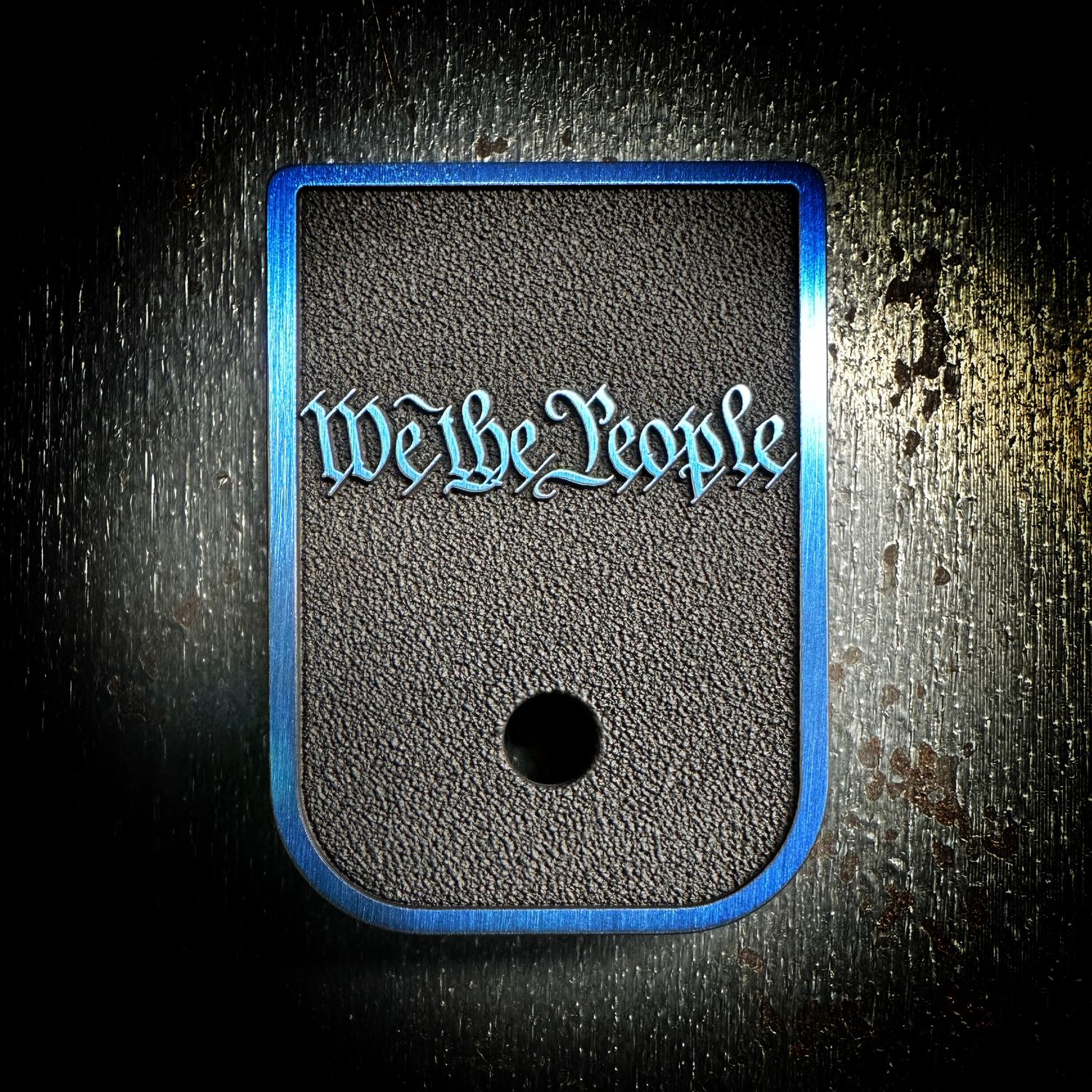 We The People Mag 3D - Titanium - Cerakoted Deep Engraved Blue