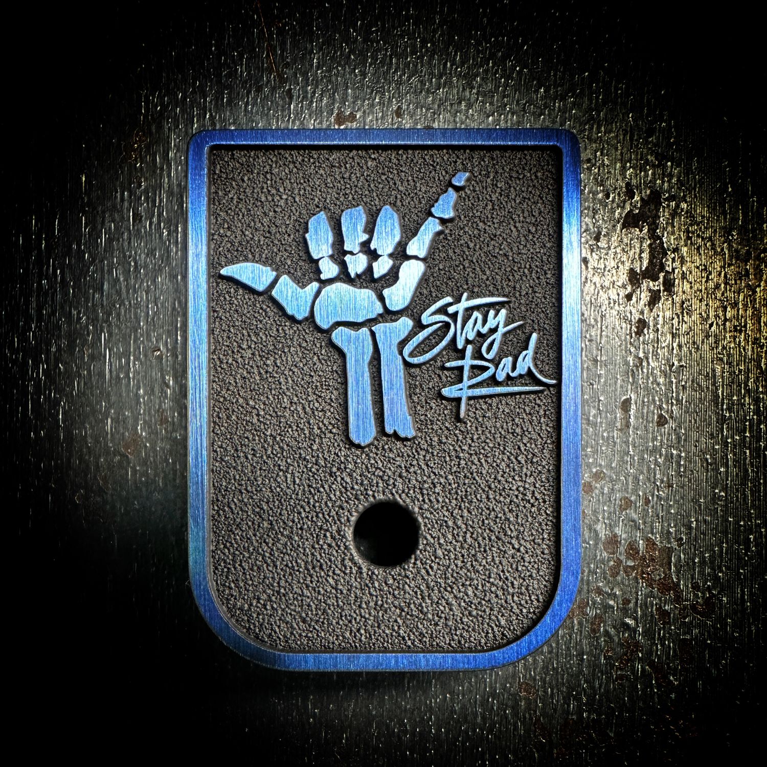 Stay Rad Mag 3D - Titanium - Cerakoted Deep Engraved Blue