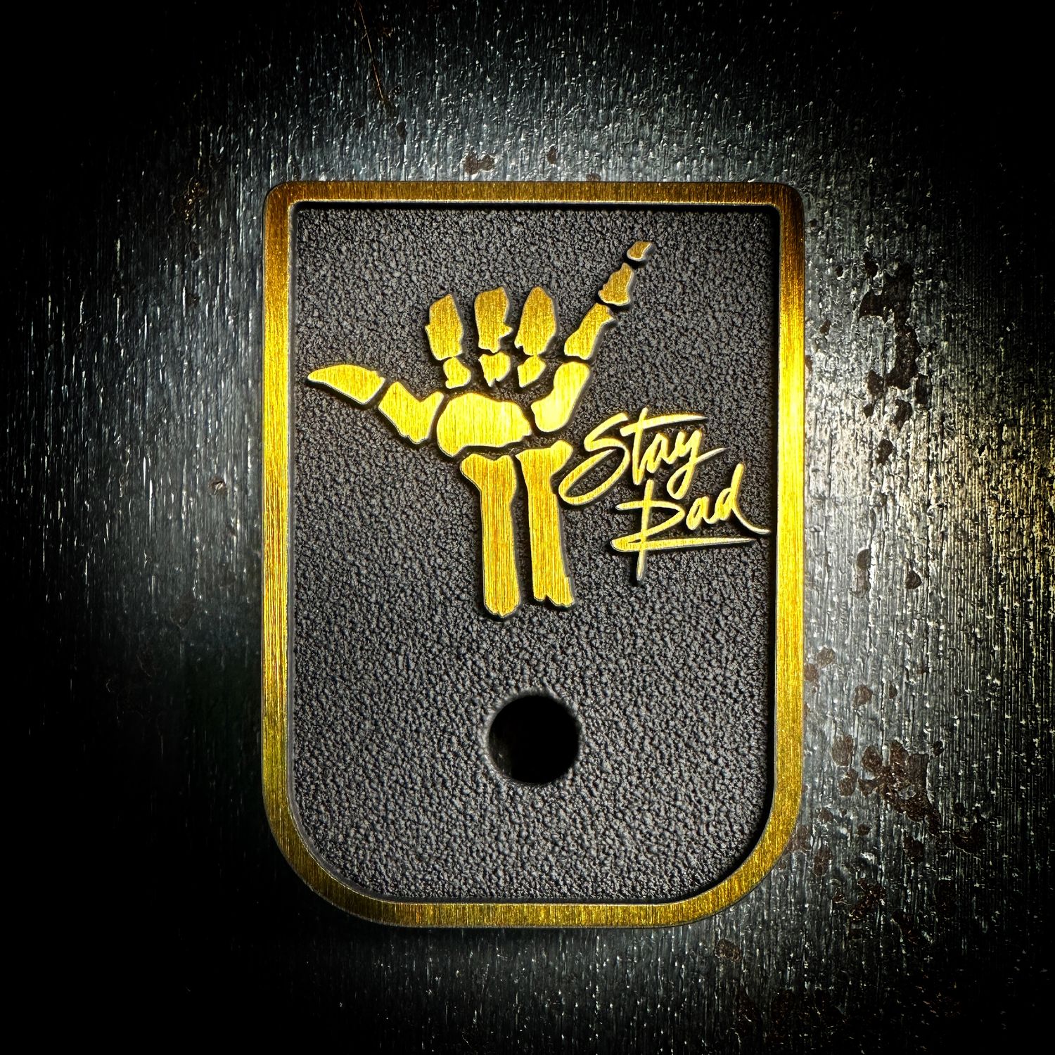 Stay Rad Mag 3D - Titanium - Cerakoted Deep Engraved Gold