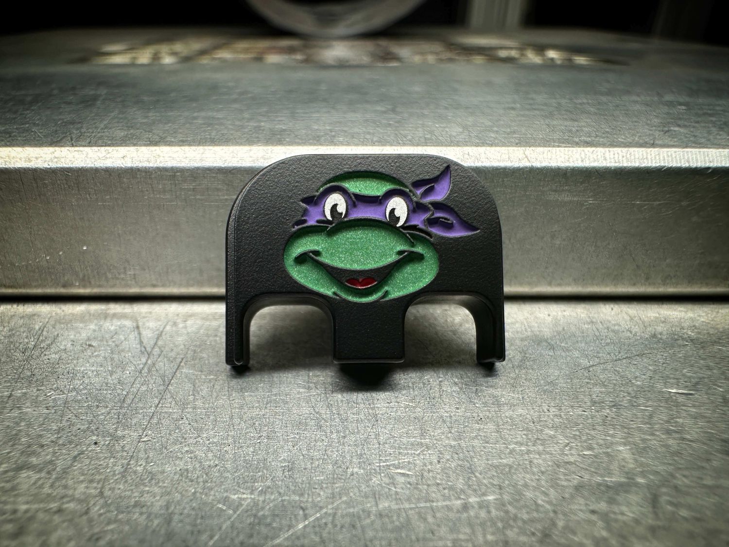 Purple Turtle - Titanium - Deep Engraved Full Color