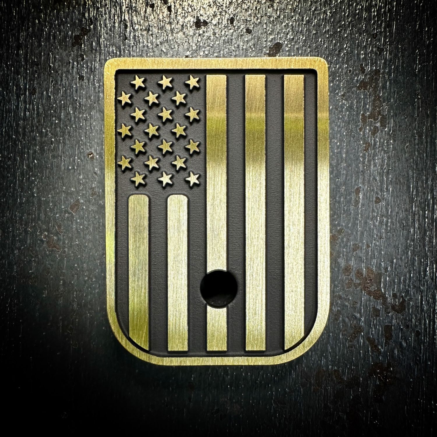 American Flag Mag 3D - Brass- Cerakoted Deep Engraved Brushed