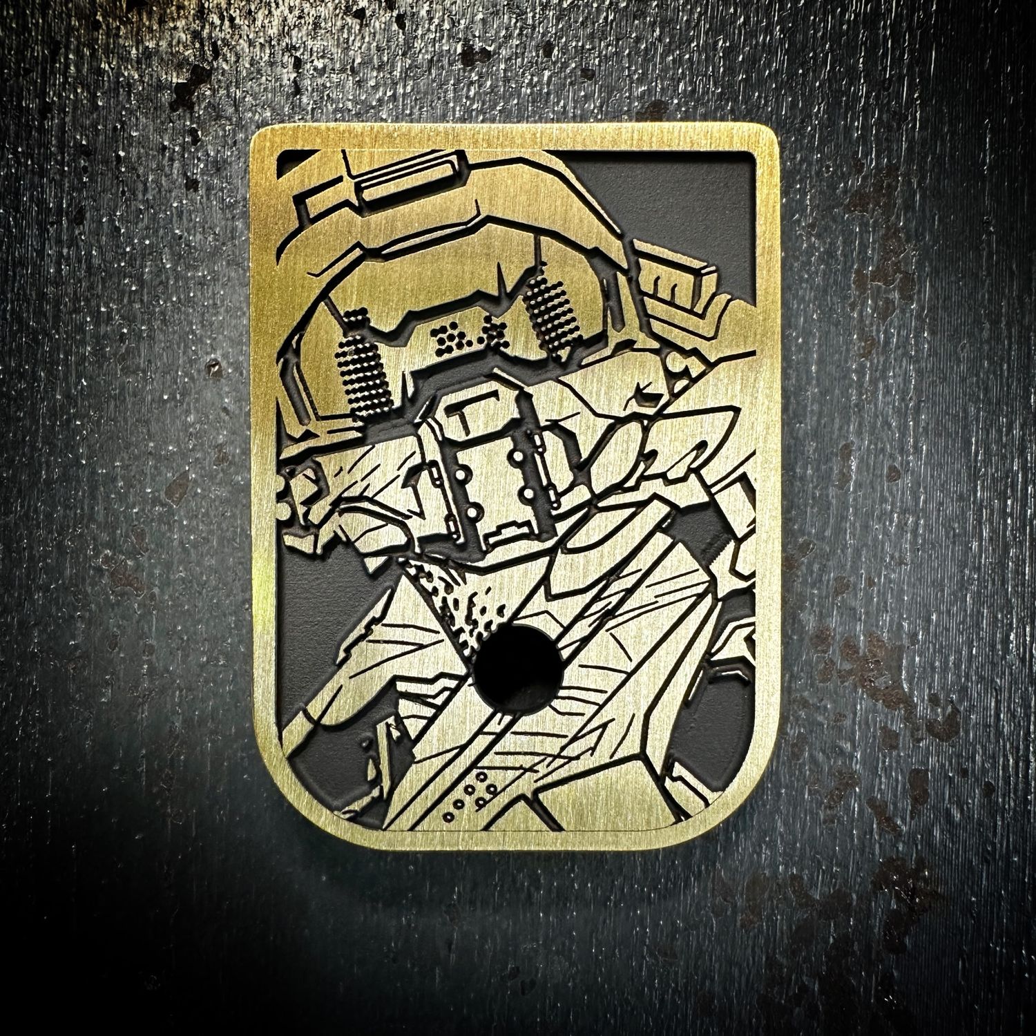 Master Chief Halo Mag 3D - Brass - Cerakoted Deep Engraved Brushed