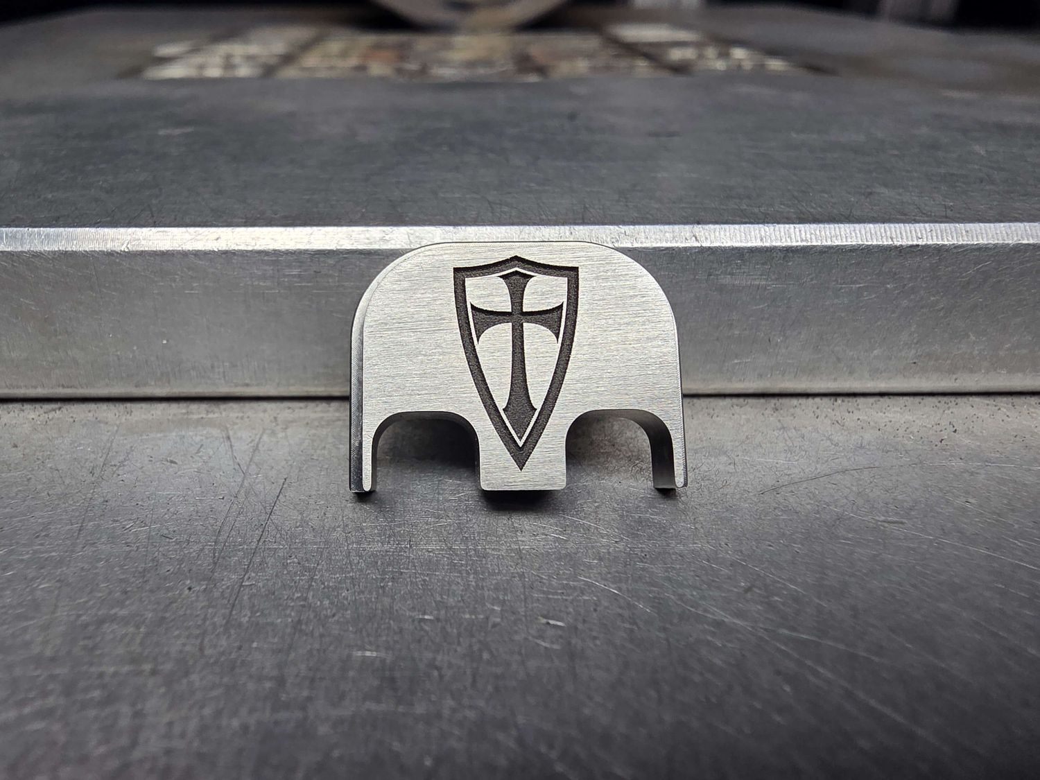 FS - Steel Flame - Crusader Cross - Titanium Brushed - Standard Size Only