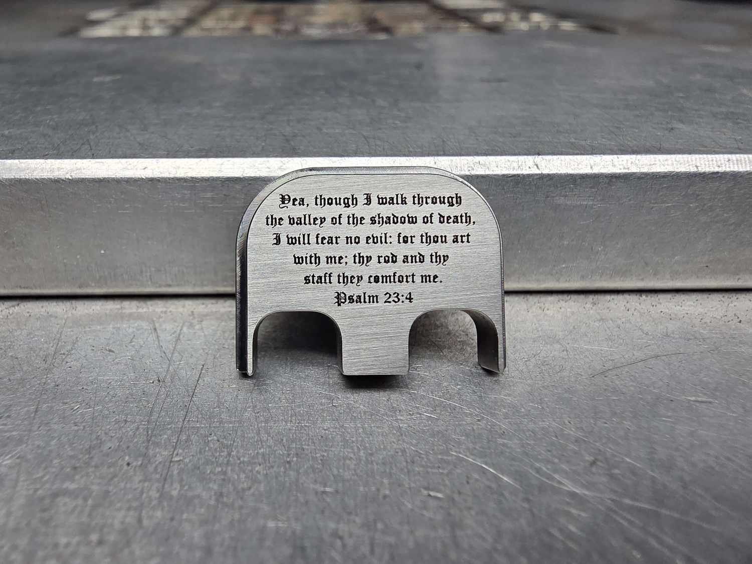 FS - Psalm 23:4 - Titanium Brushed - Standard Size Only