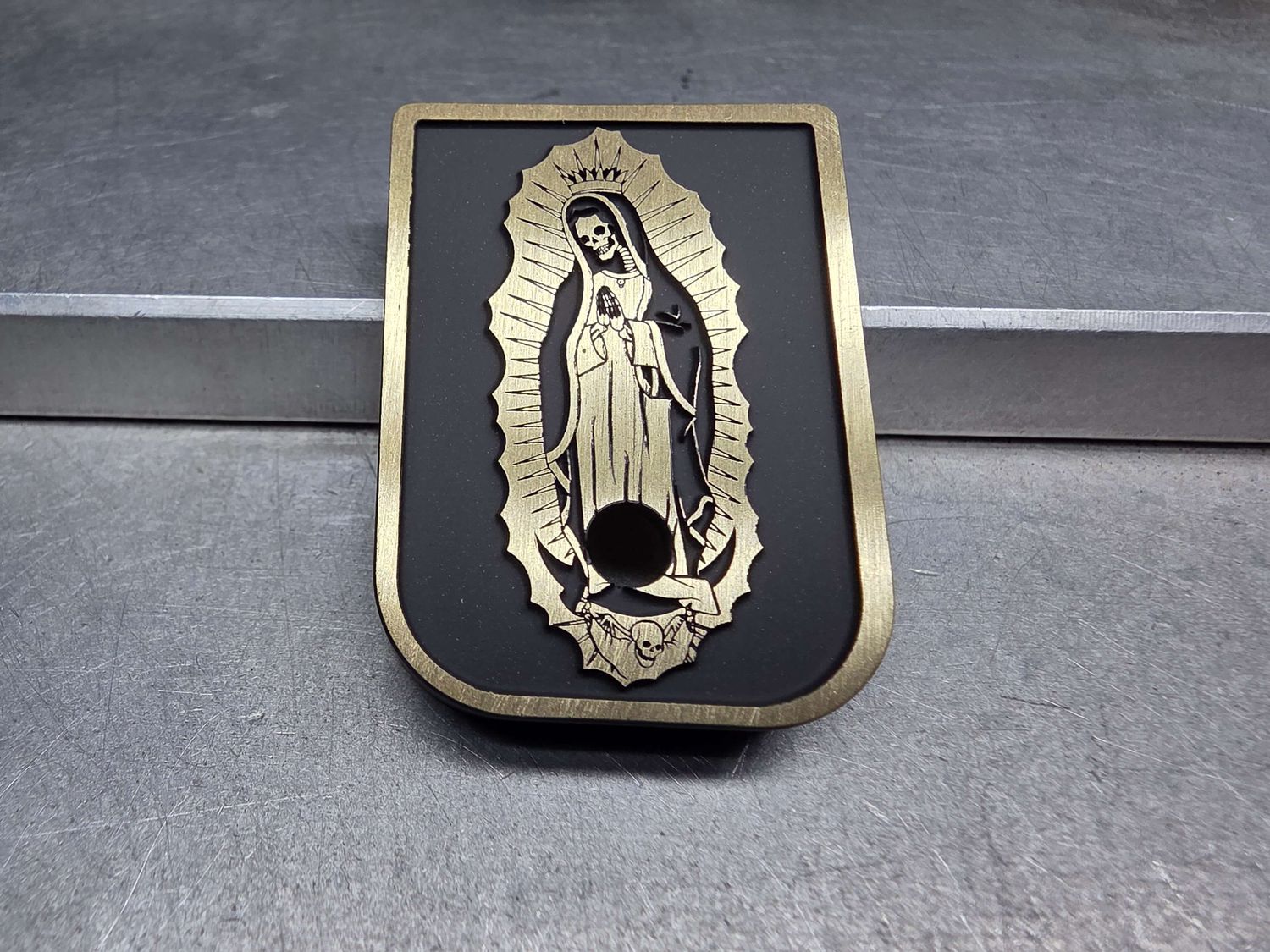 FS - MAG - Santa Muerte Virgin Mary 3D - Brass Cerakoted Brushed